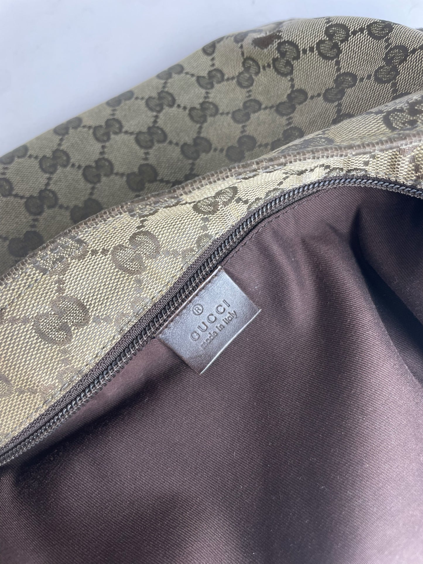 Vintage Gucci Multiway Monogram Bag Beige Brown