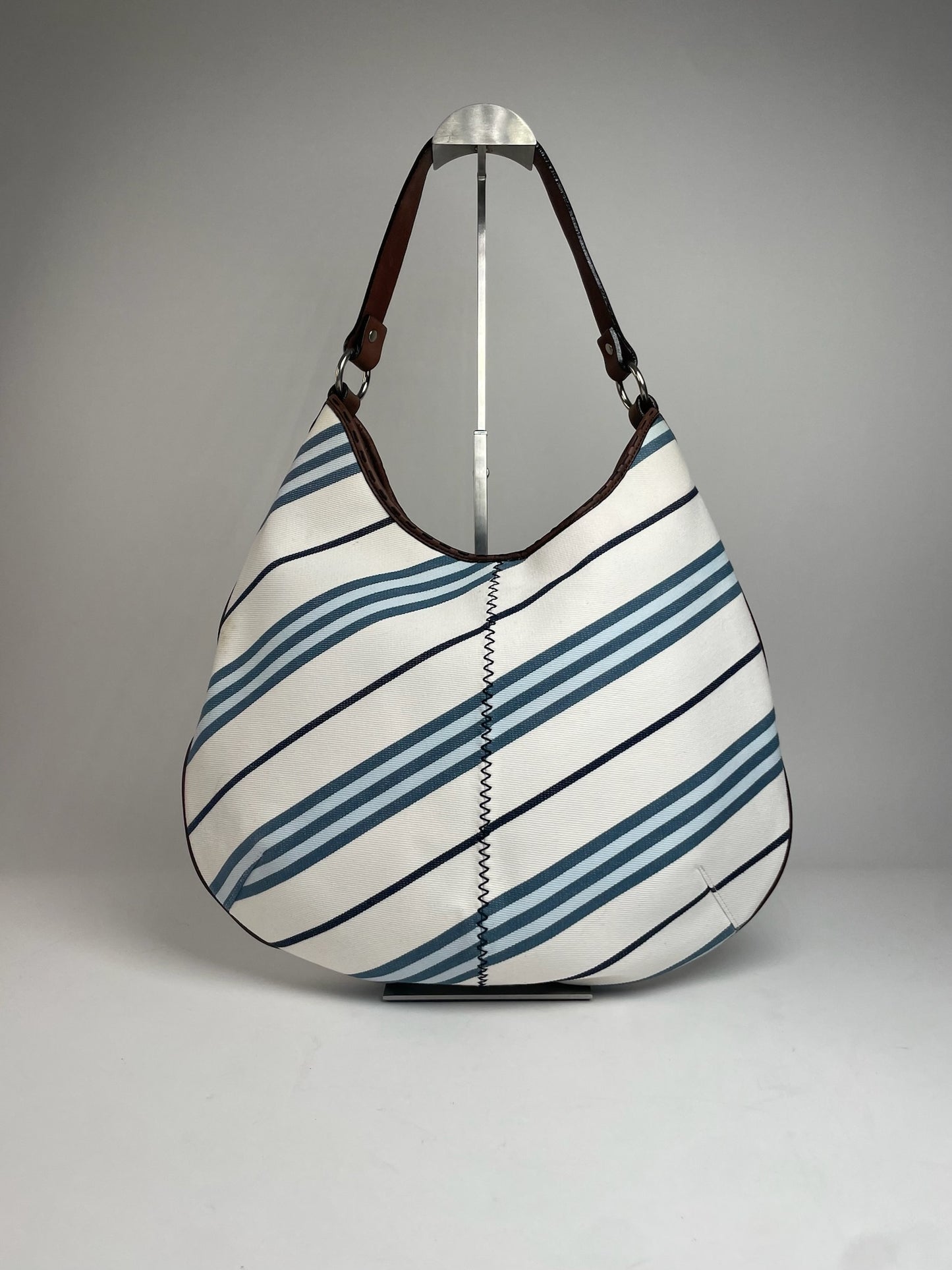 Vintage Burberry Striped Handbag beige Black Blue