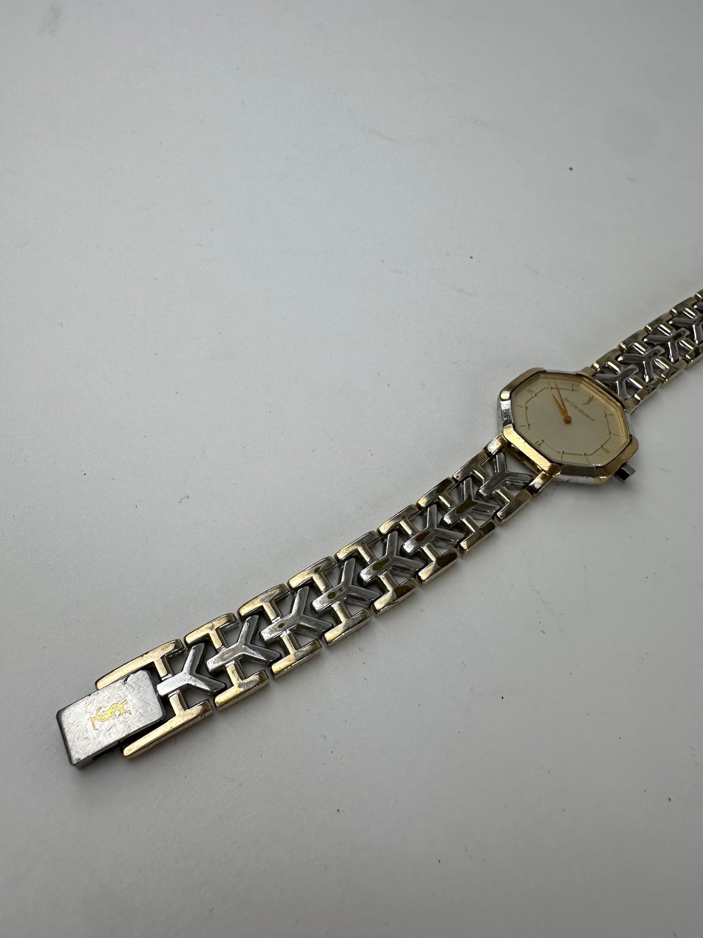 Vintage Yves Saint Laurent Two-Tone Octagonal Ladies Watch