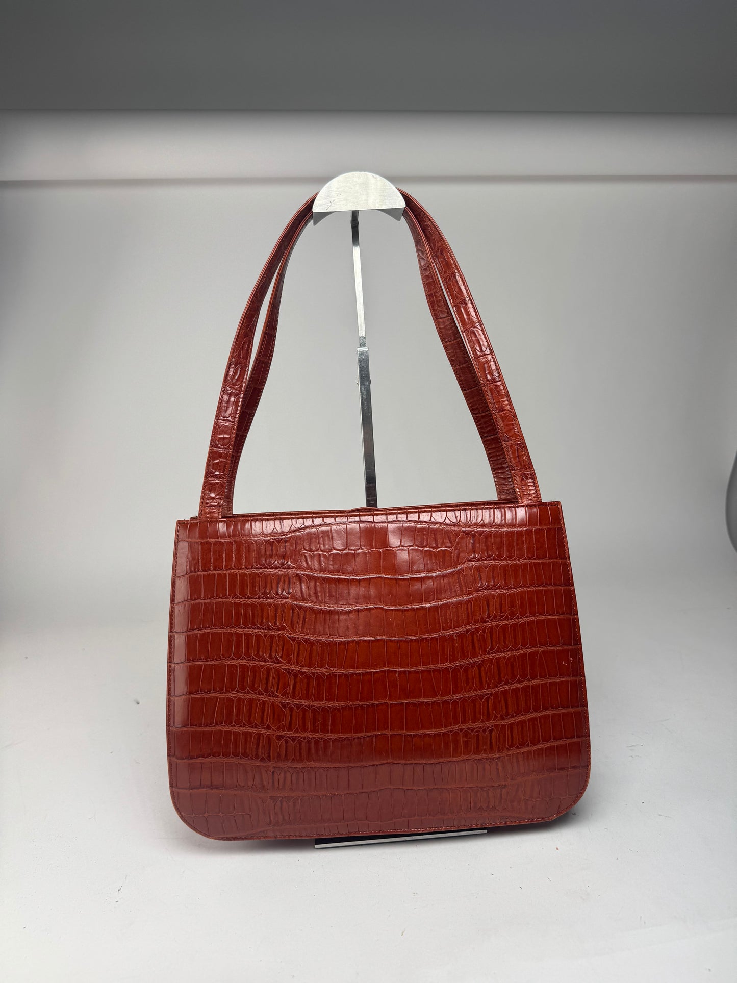 Vintage Givenchy crocodile emblossed Patent Leather bag brown