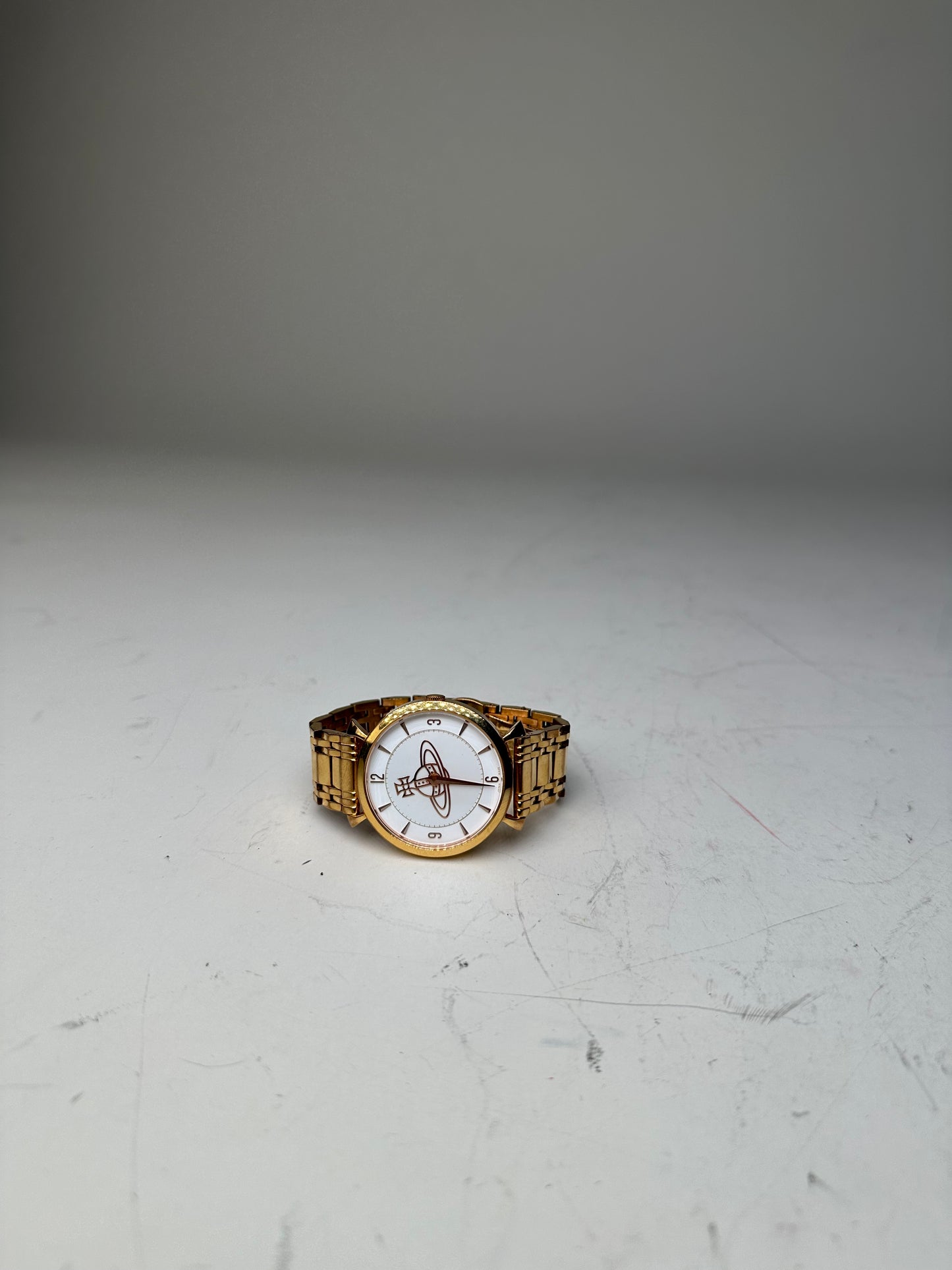 Vintage Vivienne Westwood Bracelet Watch Gold White Dial