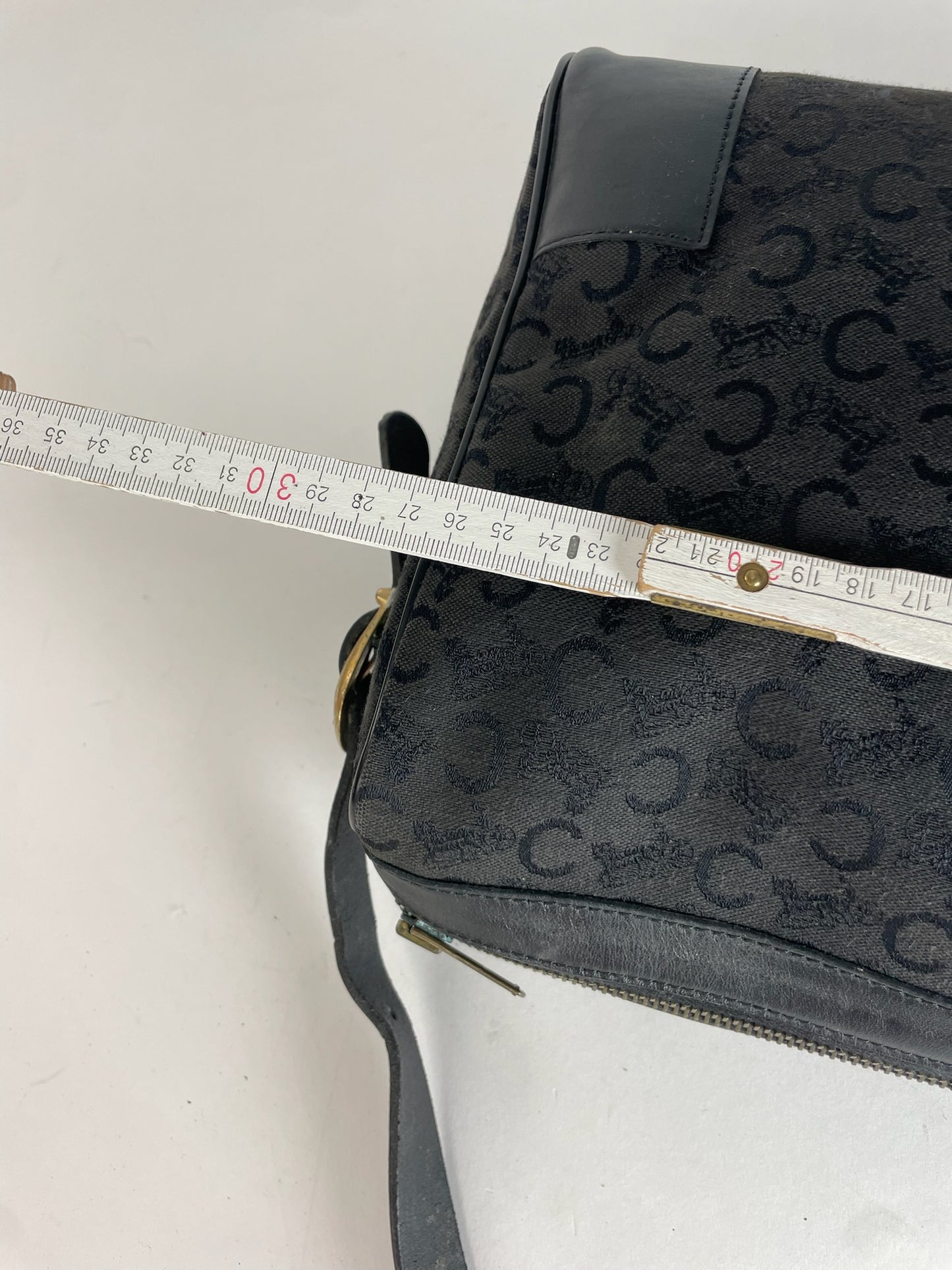 Vintage Celine Macadam Monogram Leather Bag Black