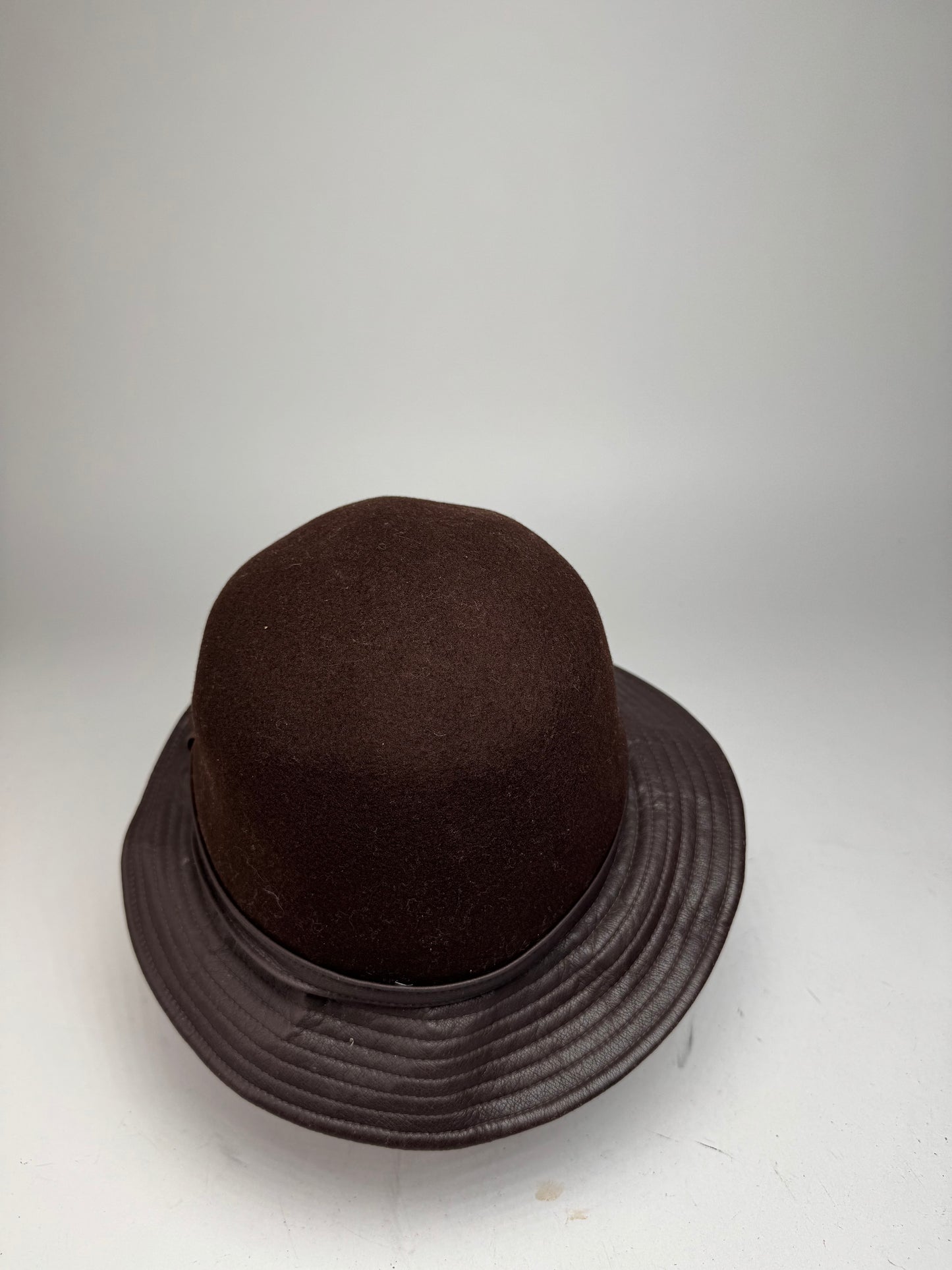 Vintage Dior Leather Wool Hat Brown