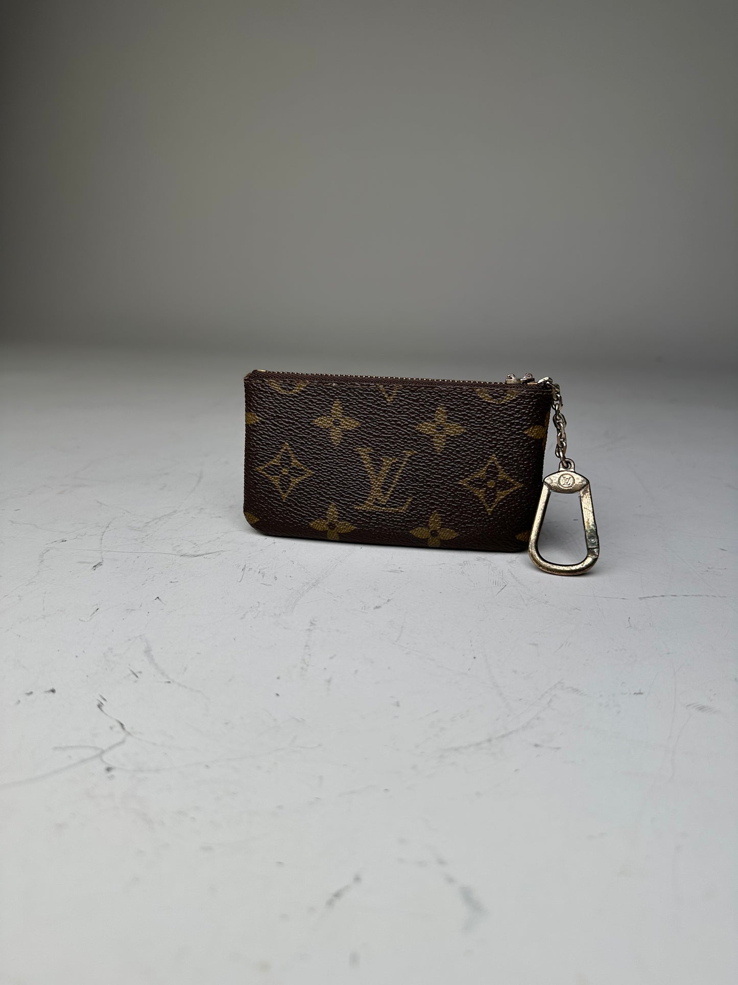 Vintage Louis Vuitton Monogram Canvas Key Pouch Brown Silver