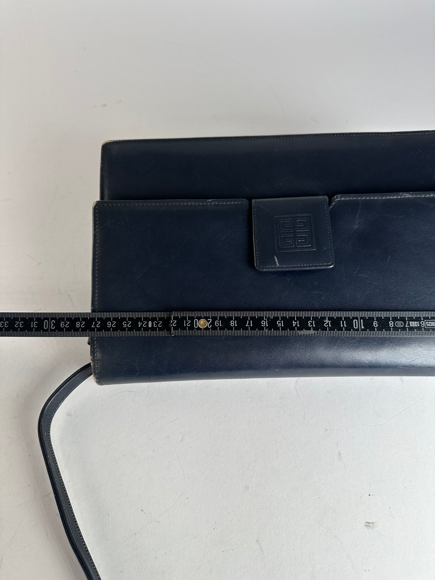 Vintage Givenchy Leather Shoulder Bag Navy