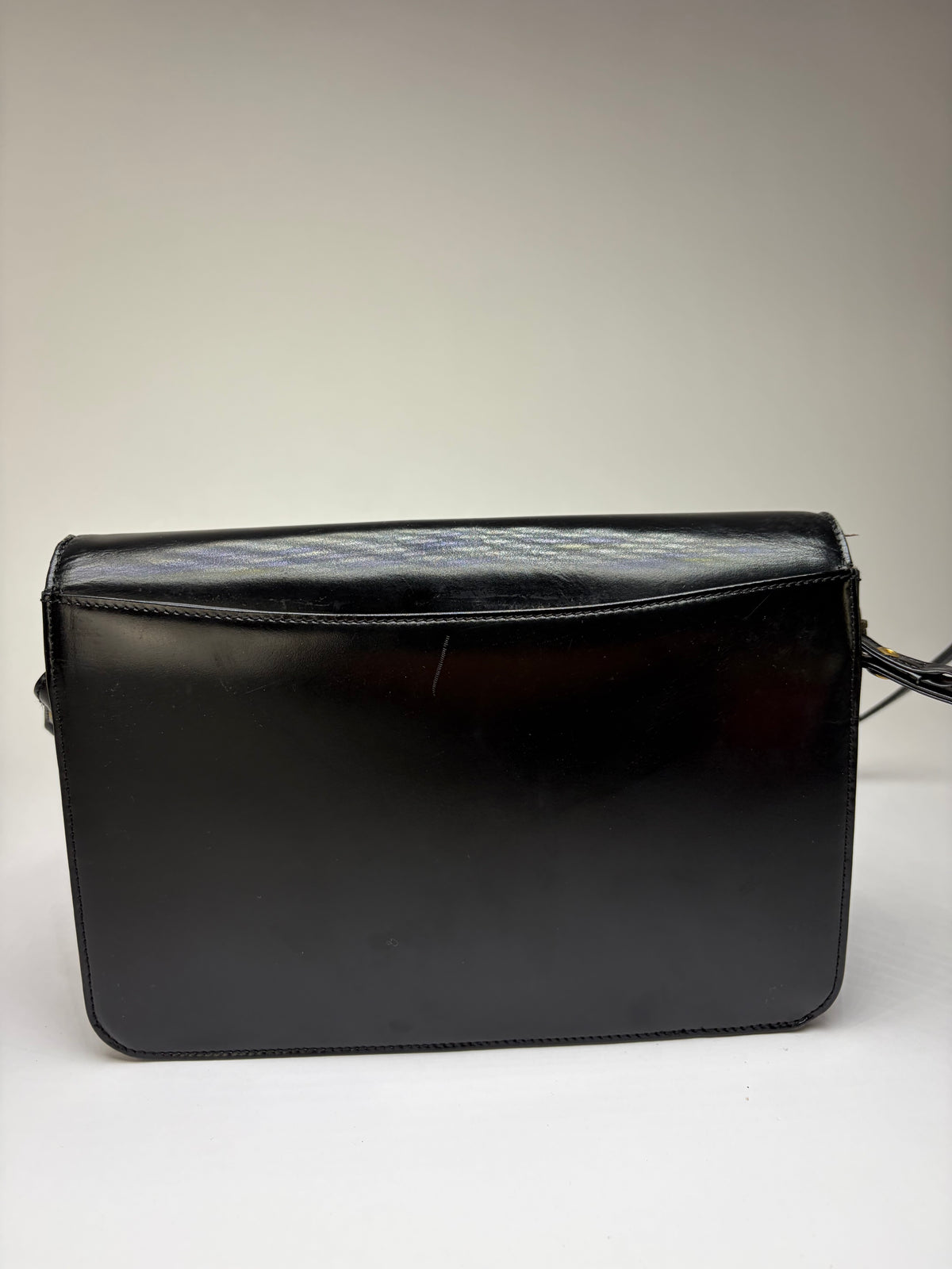 Vintage Givenchy 4G Logo Flap Crossbody Bag Late 1970s Black