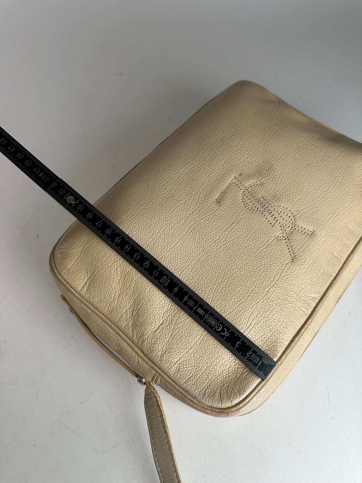 Vintage Yves Saint Laurent Leather Shoulder Bag Beige