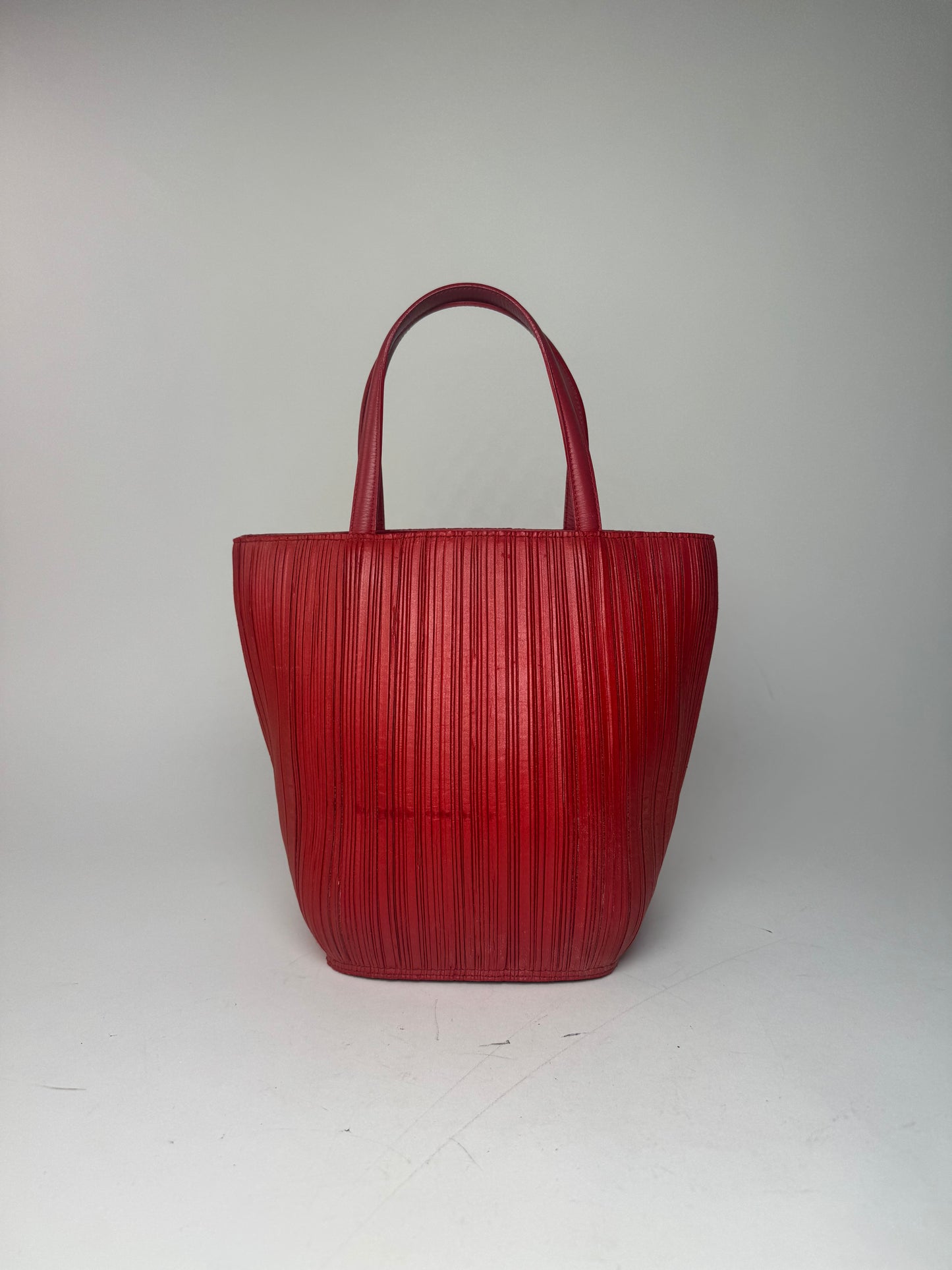 Vintage Issey Miyake Pleats Please Plissee Lookalike Leather Handbag Red