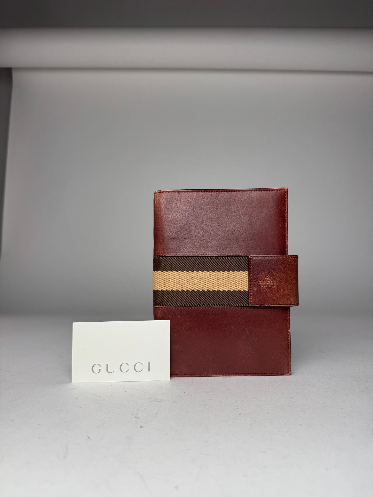 Vintage Gucci Leather Organizer Red Brown