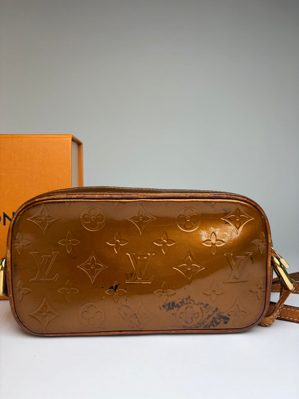 Vintage Louis Vuitton Monogram Vernis Patent Crossbody Bag Late 1990s Brown
