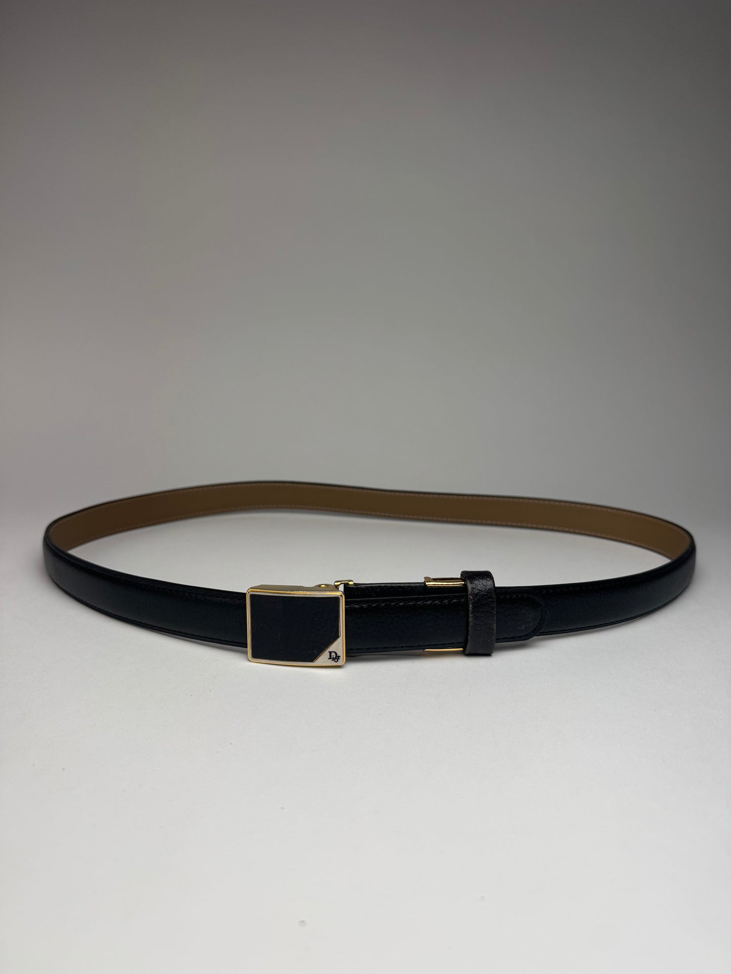 Vintage Dior Leather Belt black snake emblossed