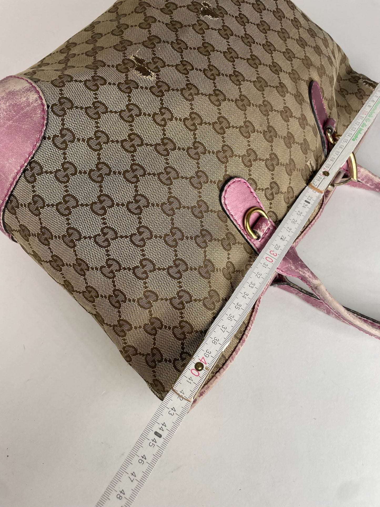 Vintage Gucci Monogram Tote Bahg Beige Purple