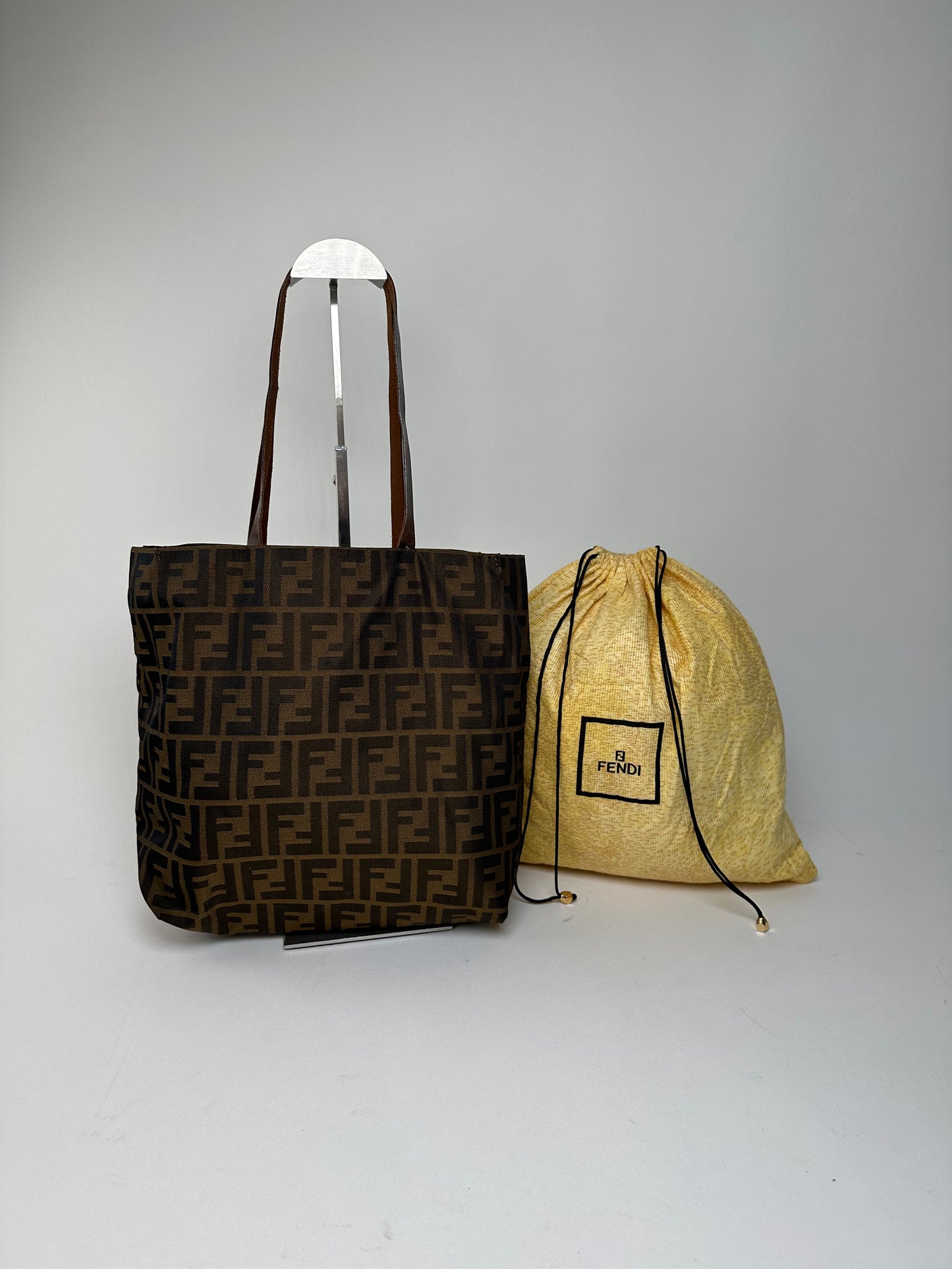 Vintage Fendi Zucca FF Canvas Tote Bag Tobacco Brown