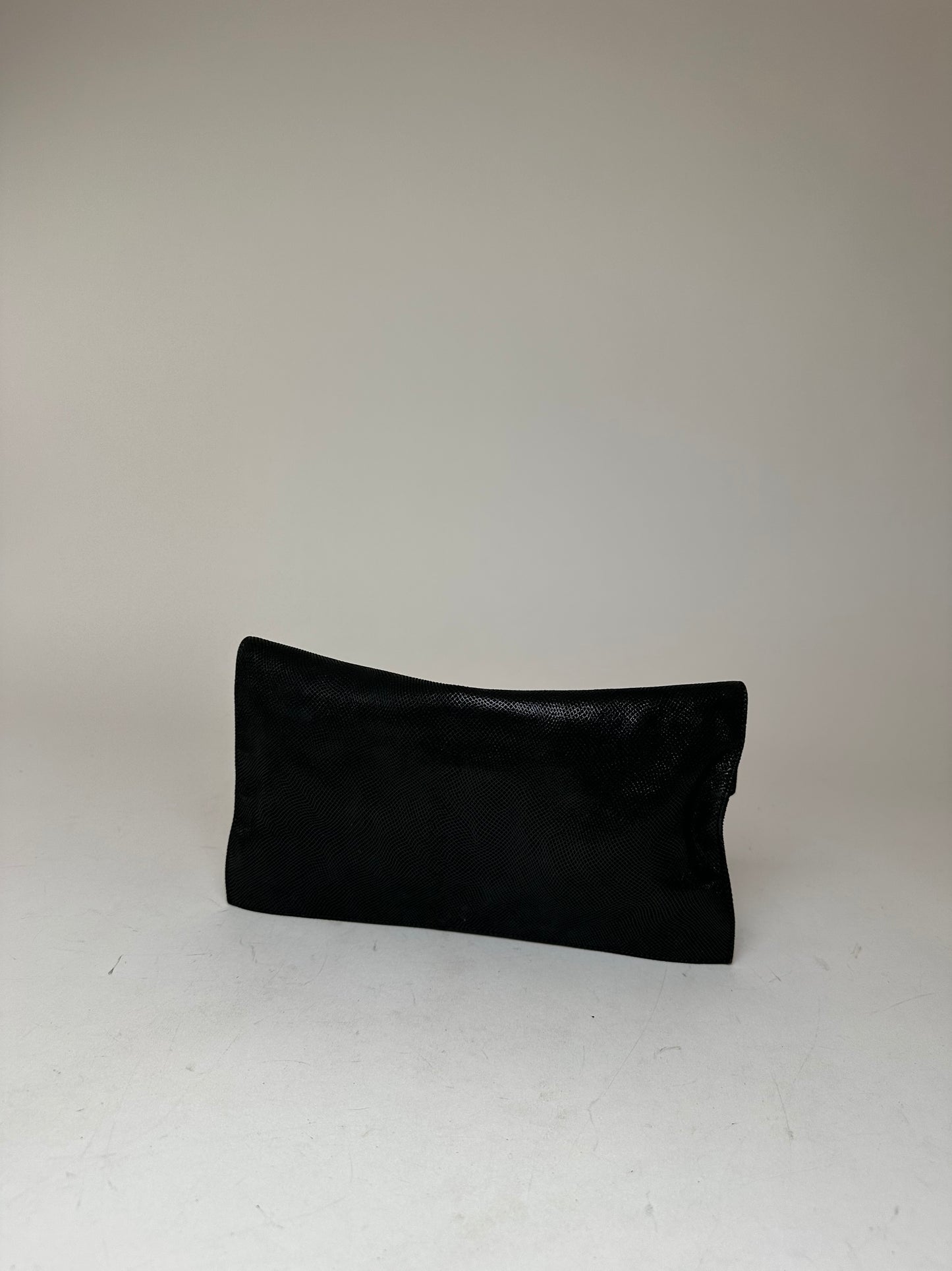 Vintage Loewe Madrid Snake Emblossed Leather Clutch Black