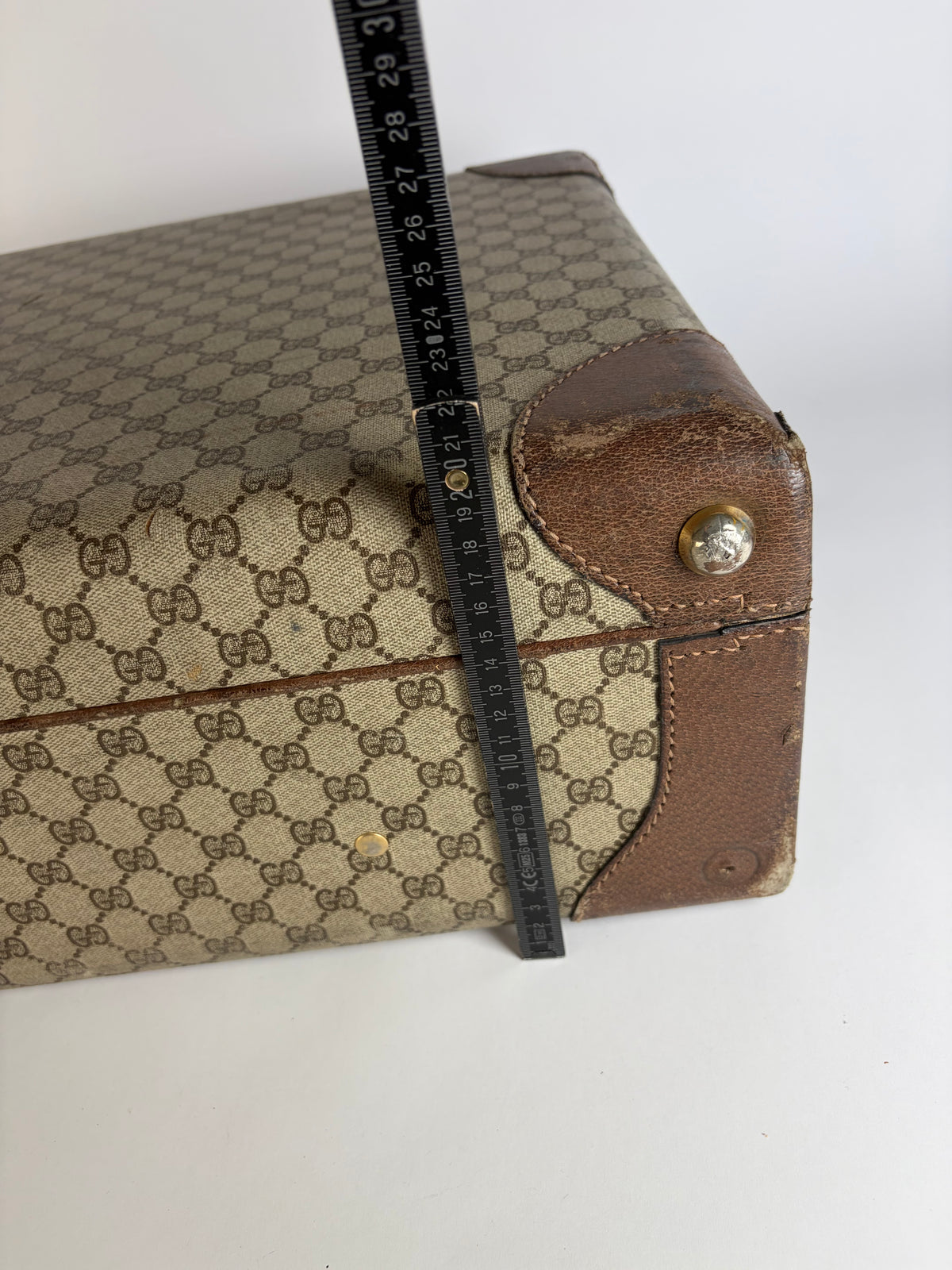 Vintage Gucci GG Plus Monogram Suitcase Late 1970s Beige Brown