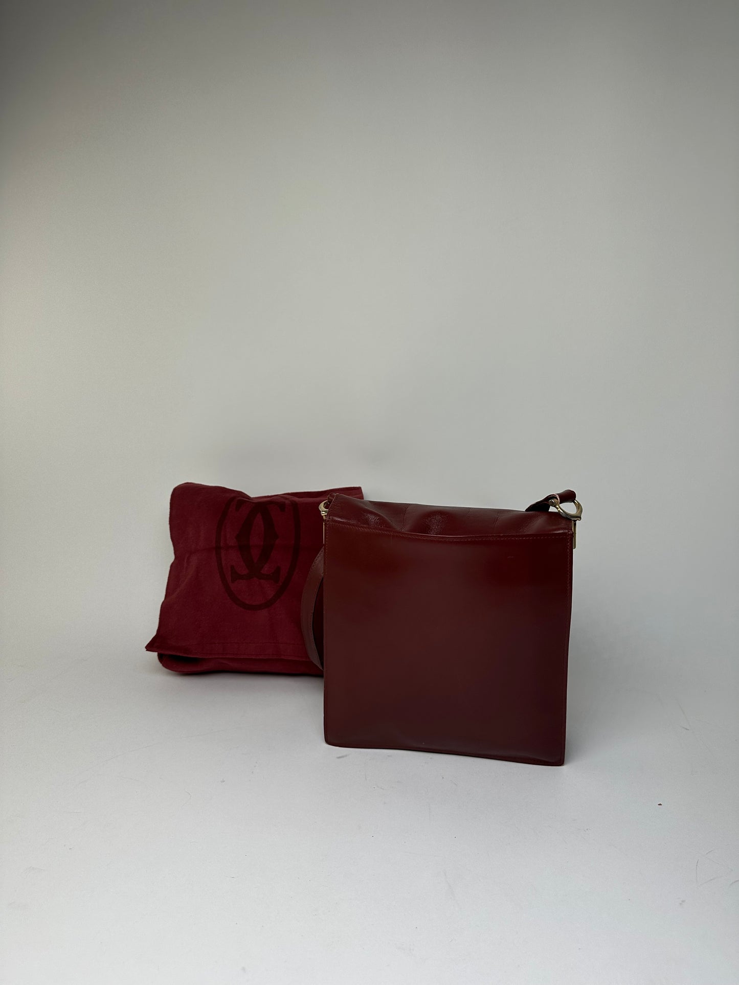 Vintage Cartier Must de Cartier Leather Shoulder Bag Bordeaux