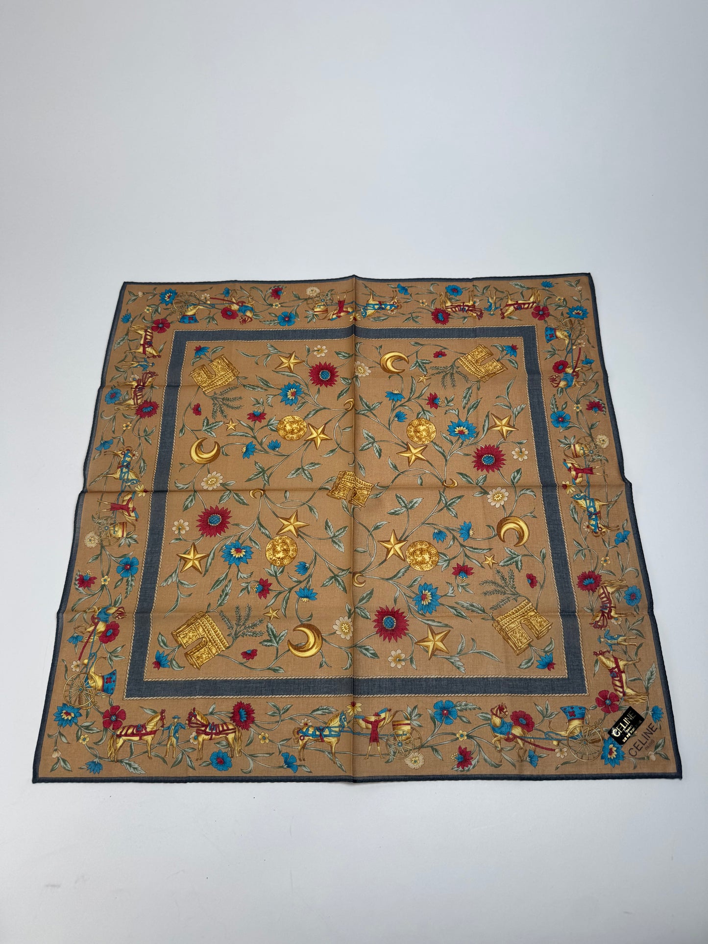 Vintage Celine Scarf Brown Blue