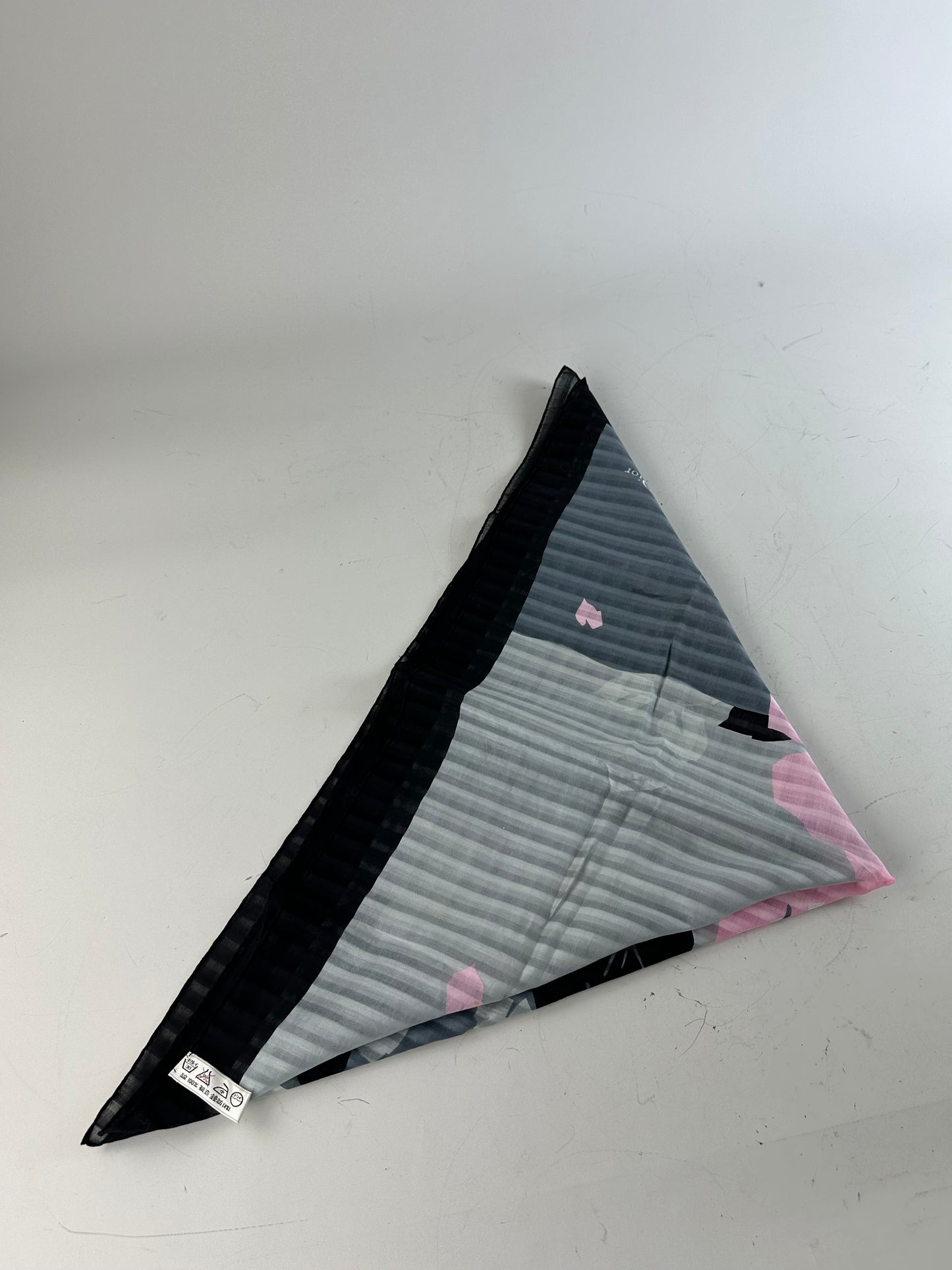 Vintage Dior Silk Foulard Scarf Gray Pink White