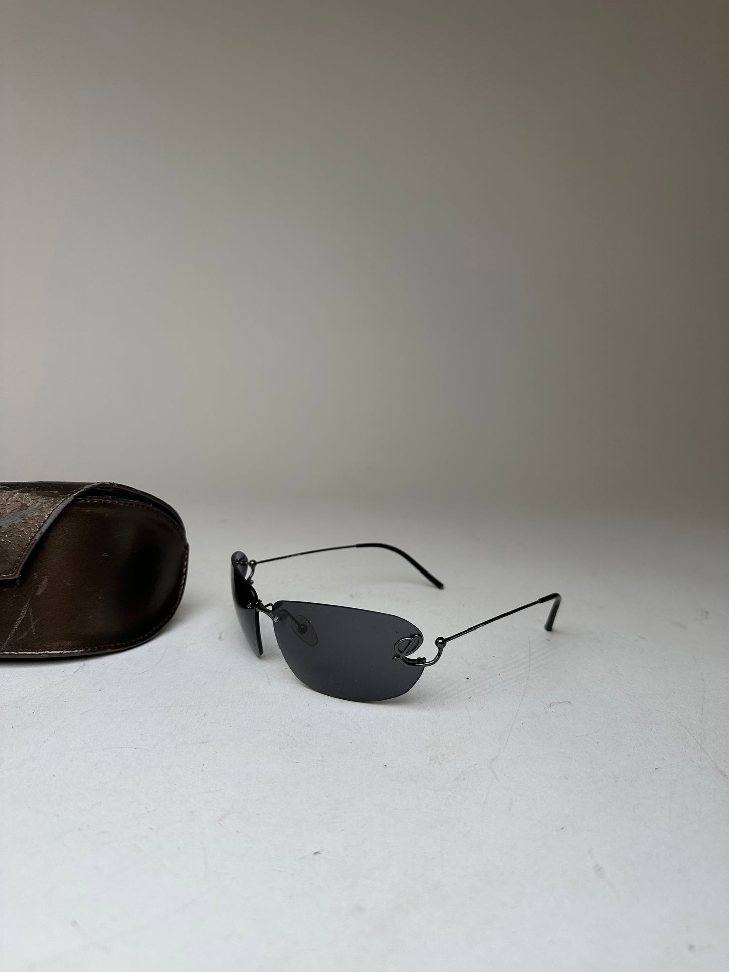 Vintage Loewe Rimless Sunglasses Silver Black