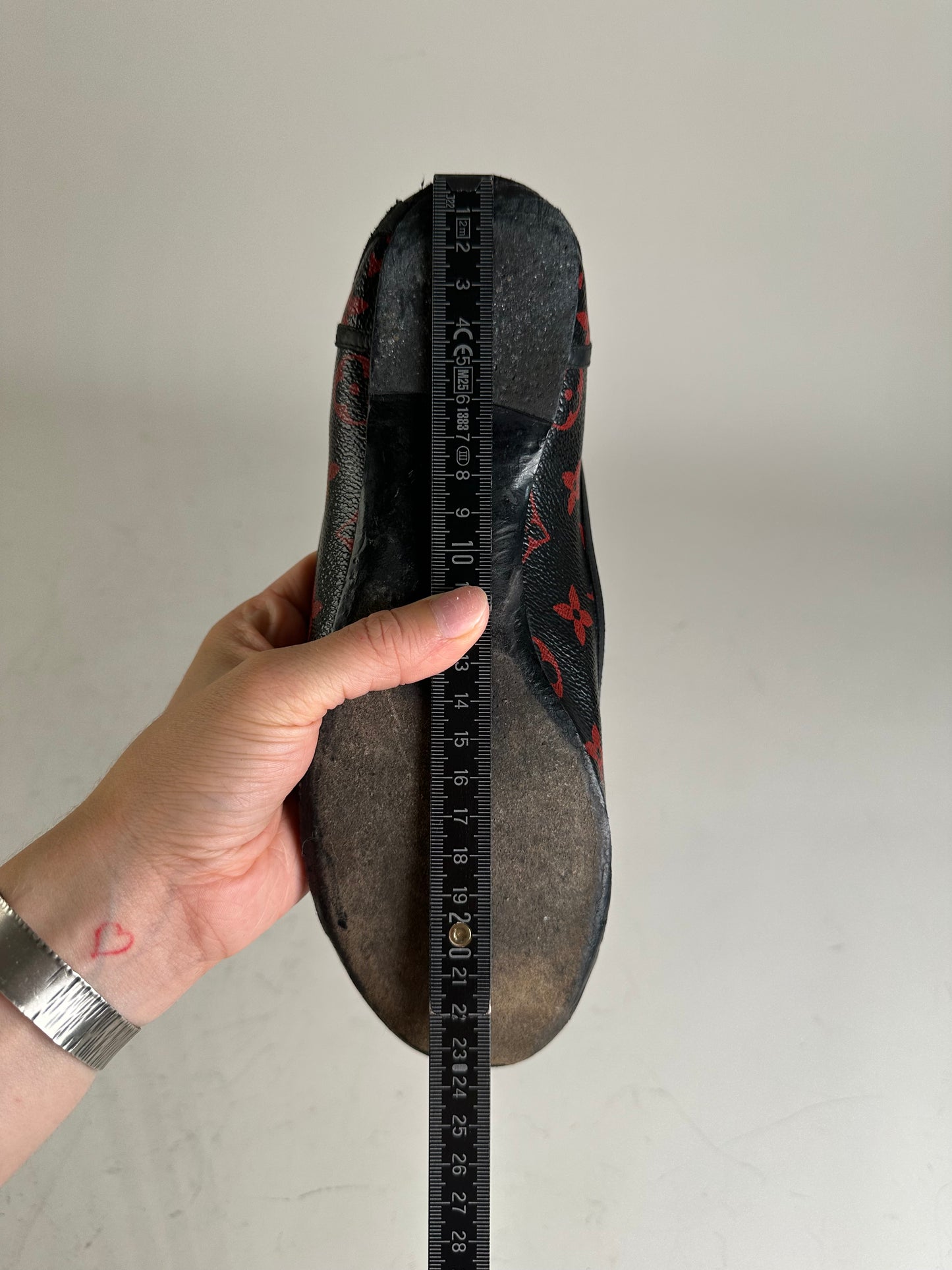 Vintage Louis Vuitton Monogram Canvas Ballerina Flats Black Red EU38.5