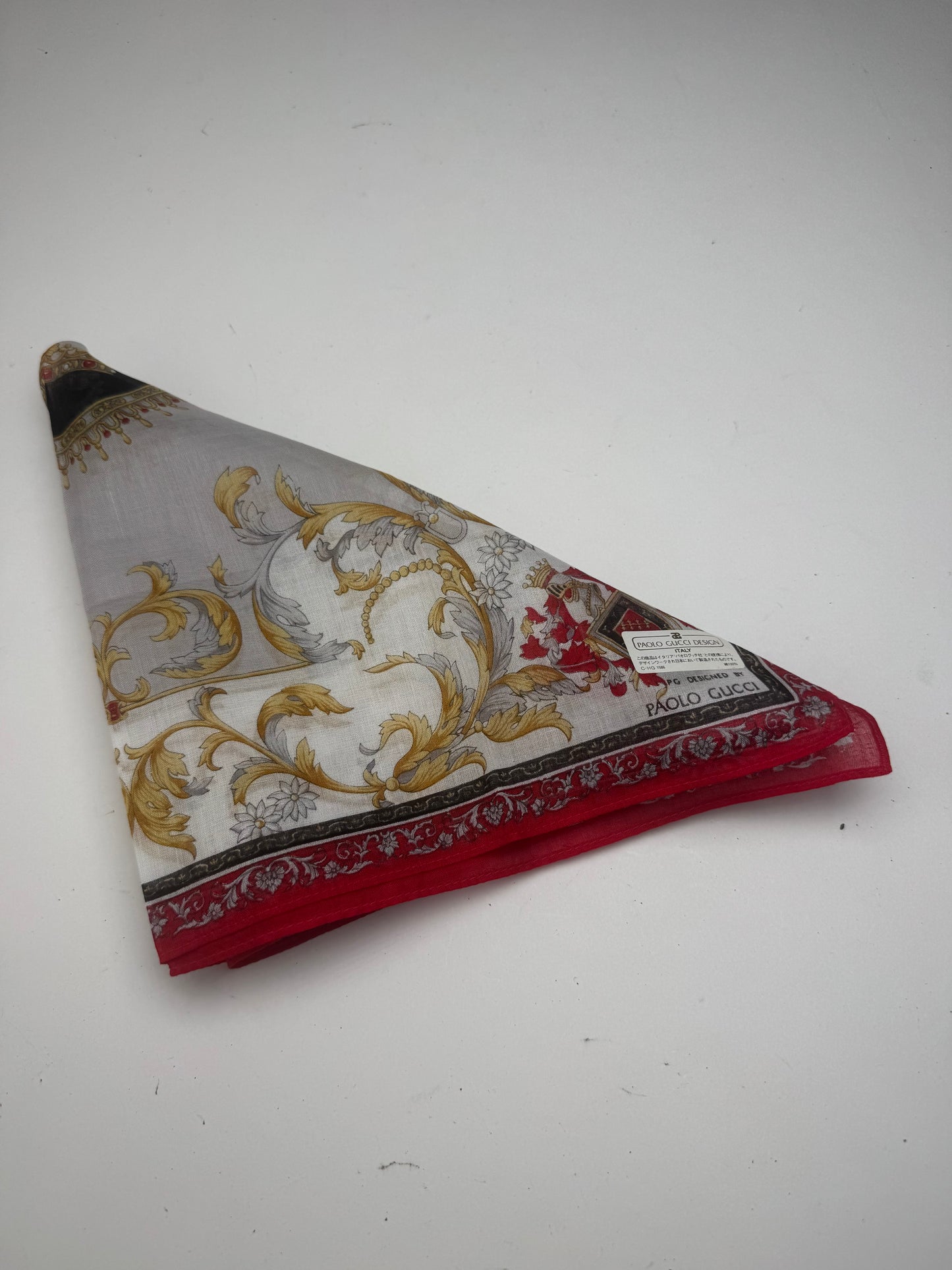 Vintage Gucci Scarf Red Gold Grey