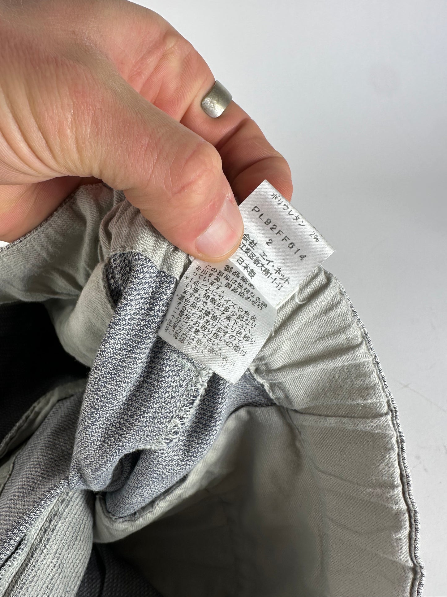 Vintage Issey Miyake Grey White Striped Wool Pants M