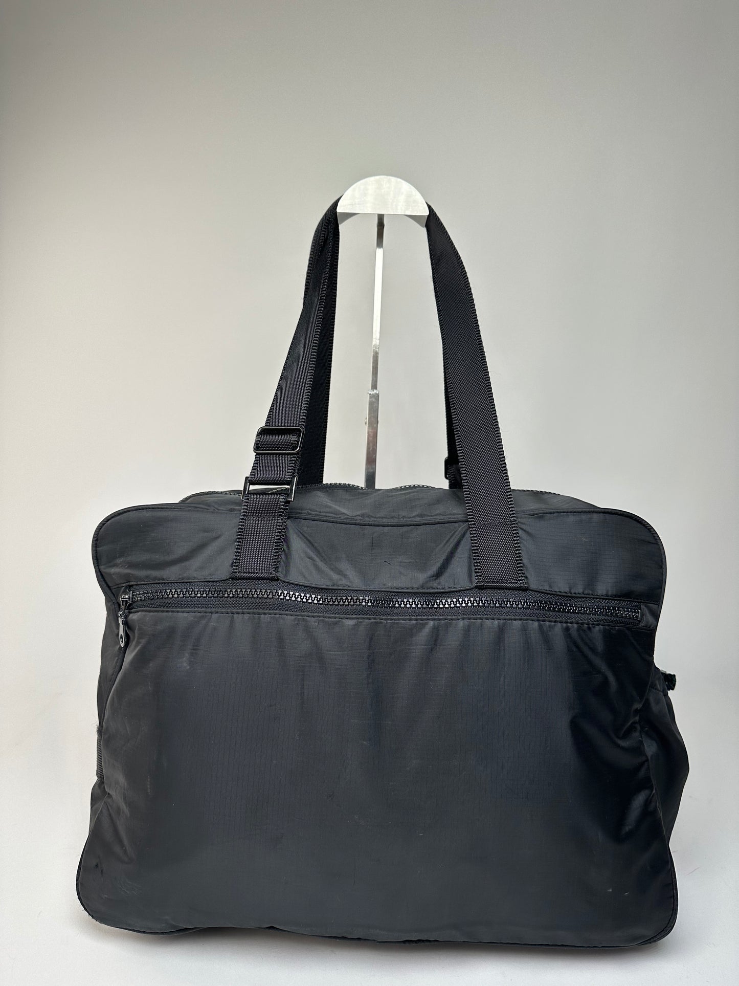 Vintage Courreges Ripstop Nylon Weekender Duffle Bag Black
