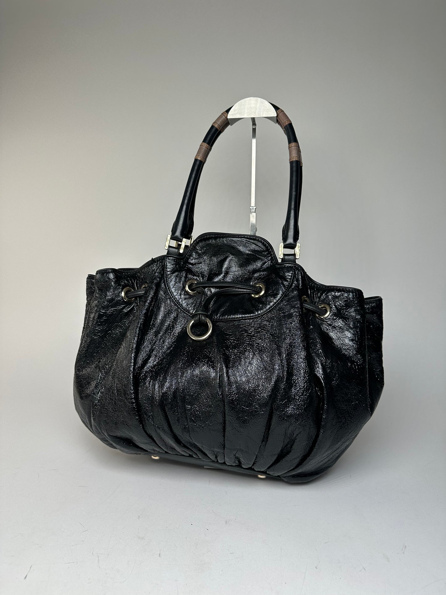 Vintage Emilio Pucci Patent Leather Handbag Black