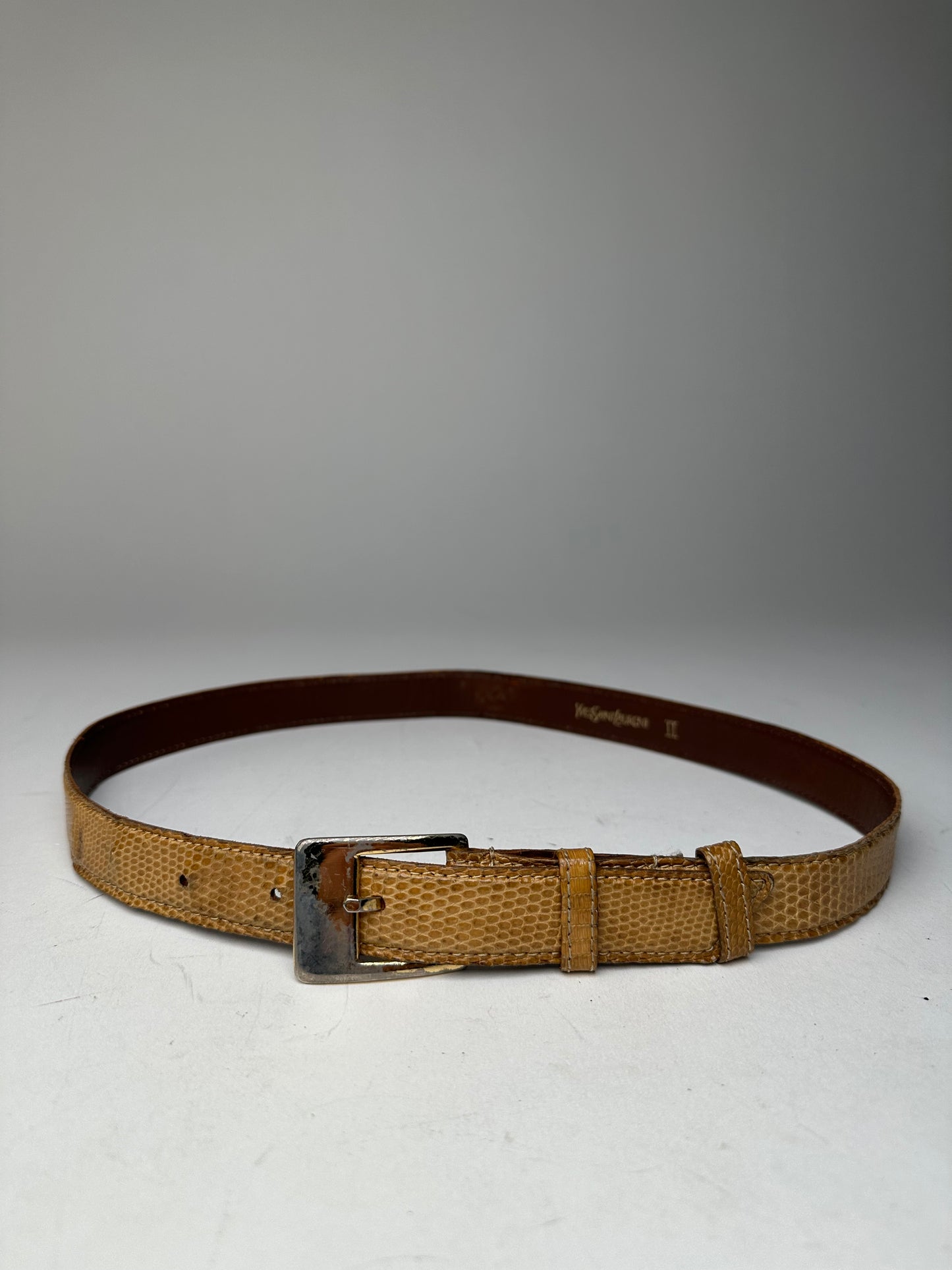 Vintage Yves Saint Laurent Snakeskin Belt Brown