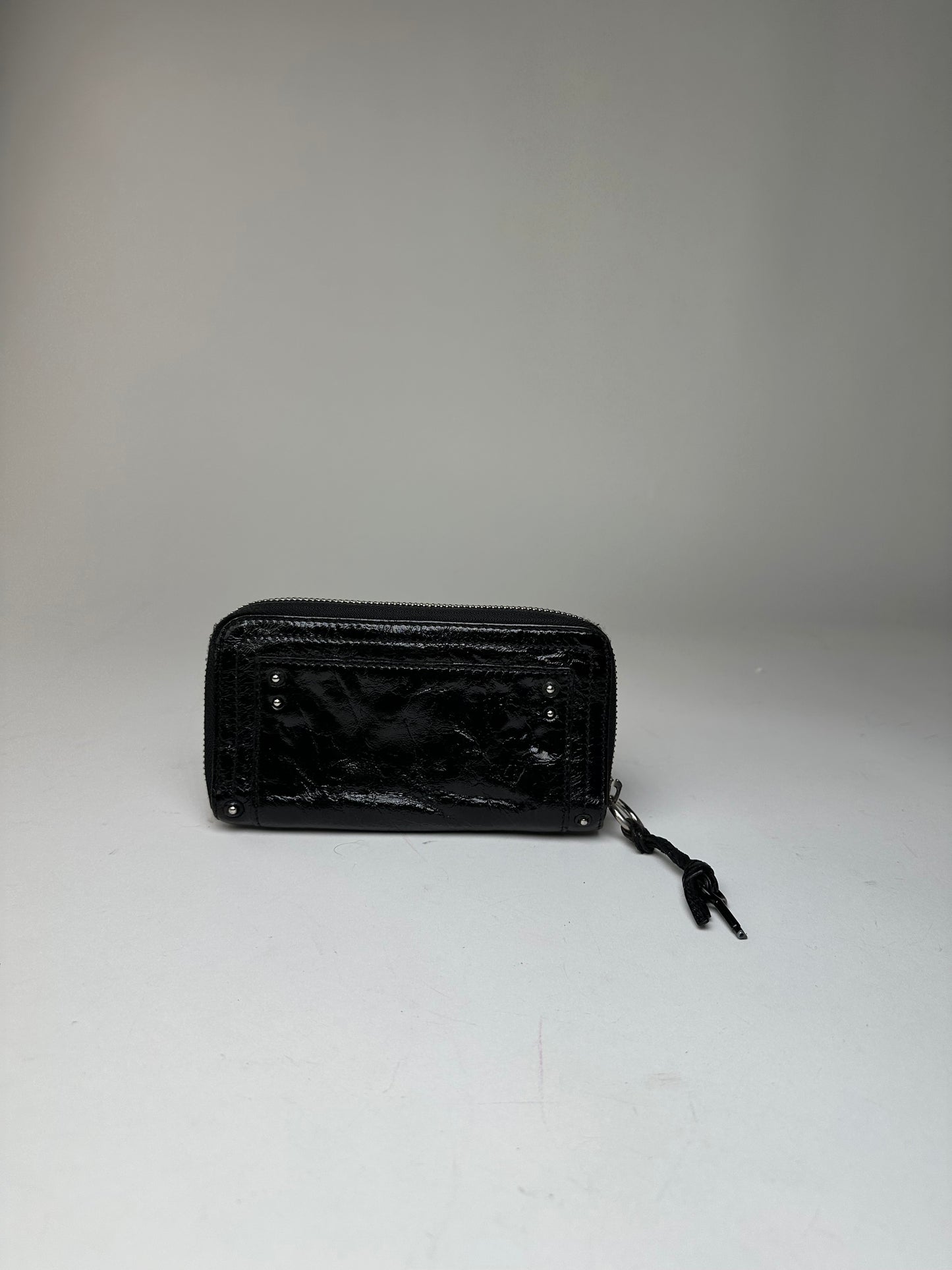 Vintage Chloe Patent Leather Zip-Around Continental Wallet Black