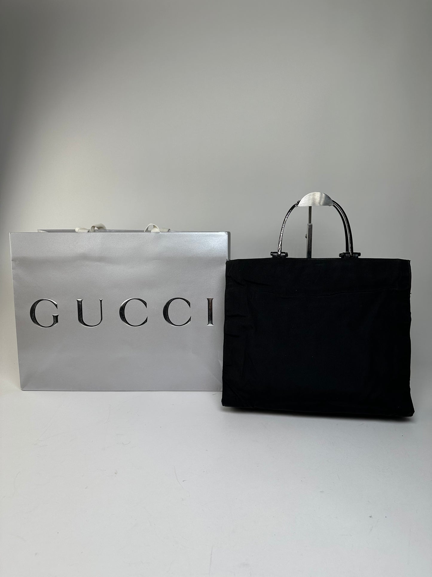 Vintage Gucci Nylon Canvas Tote Bag Black