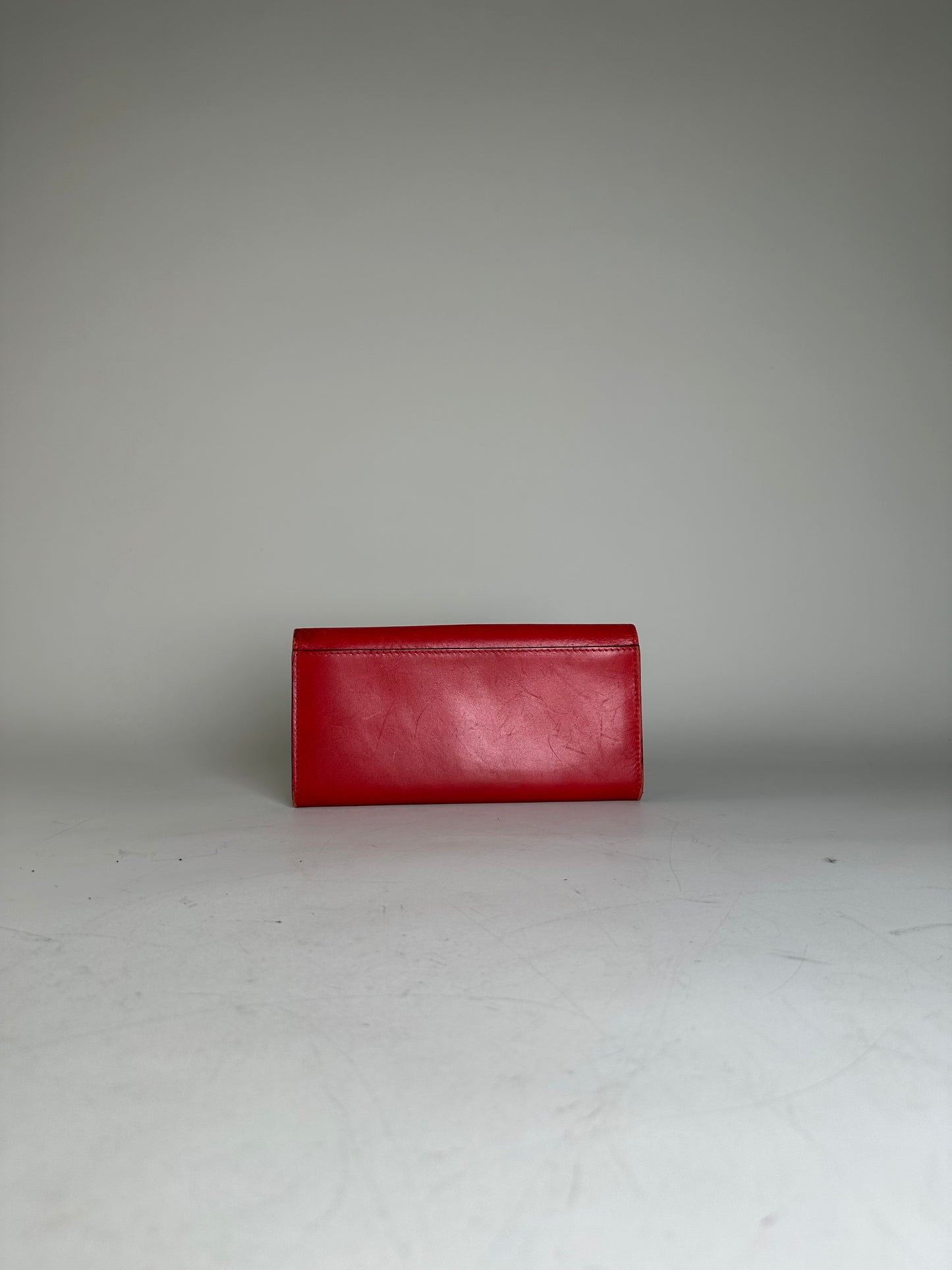 Vintage Celine Leather Long Wallet Red