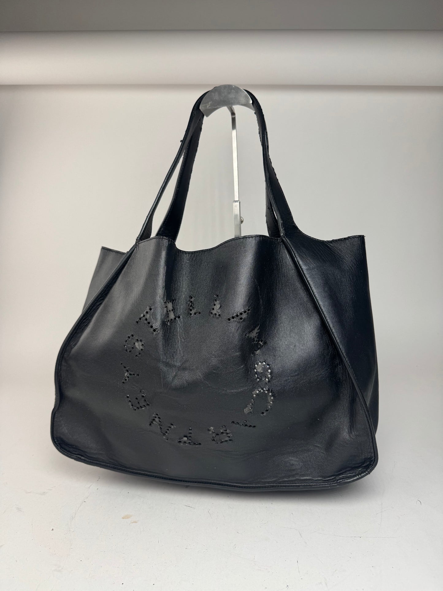Vintage Stella Mc Cartney Vegan Leather Logo Tote Bag black