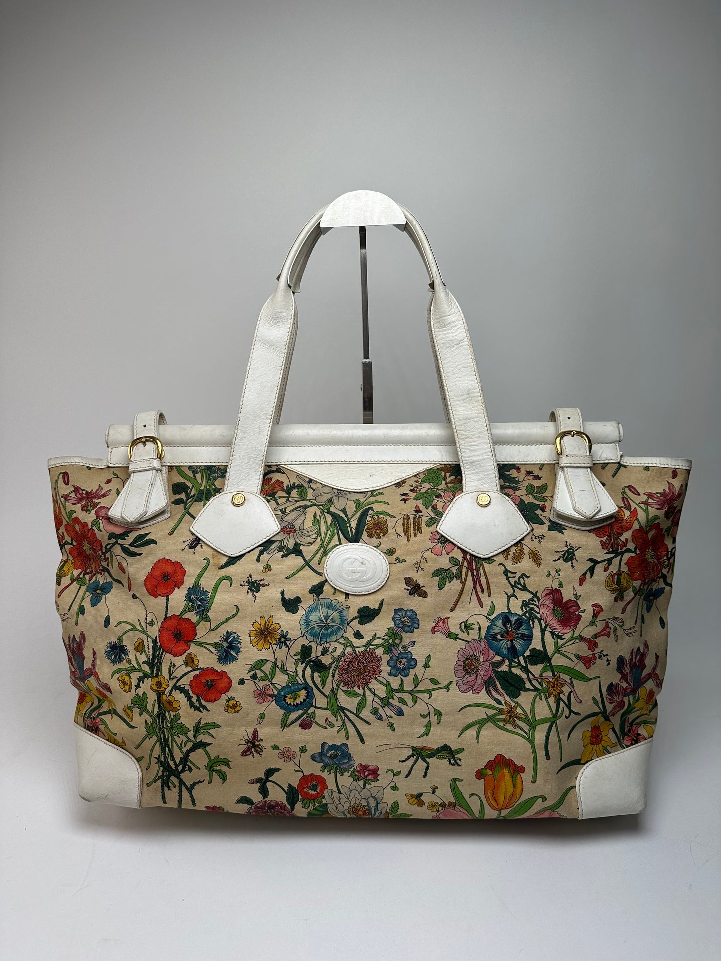 Vintage Gucci Flora Canvas Tote Bag Multicolor