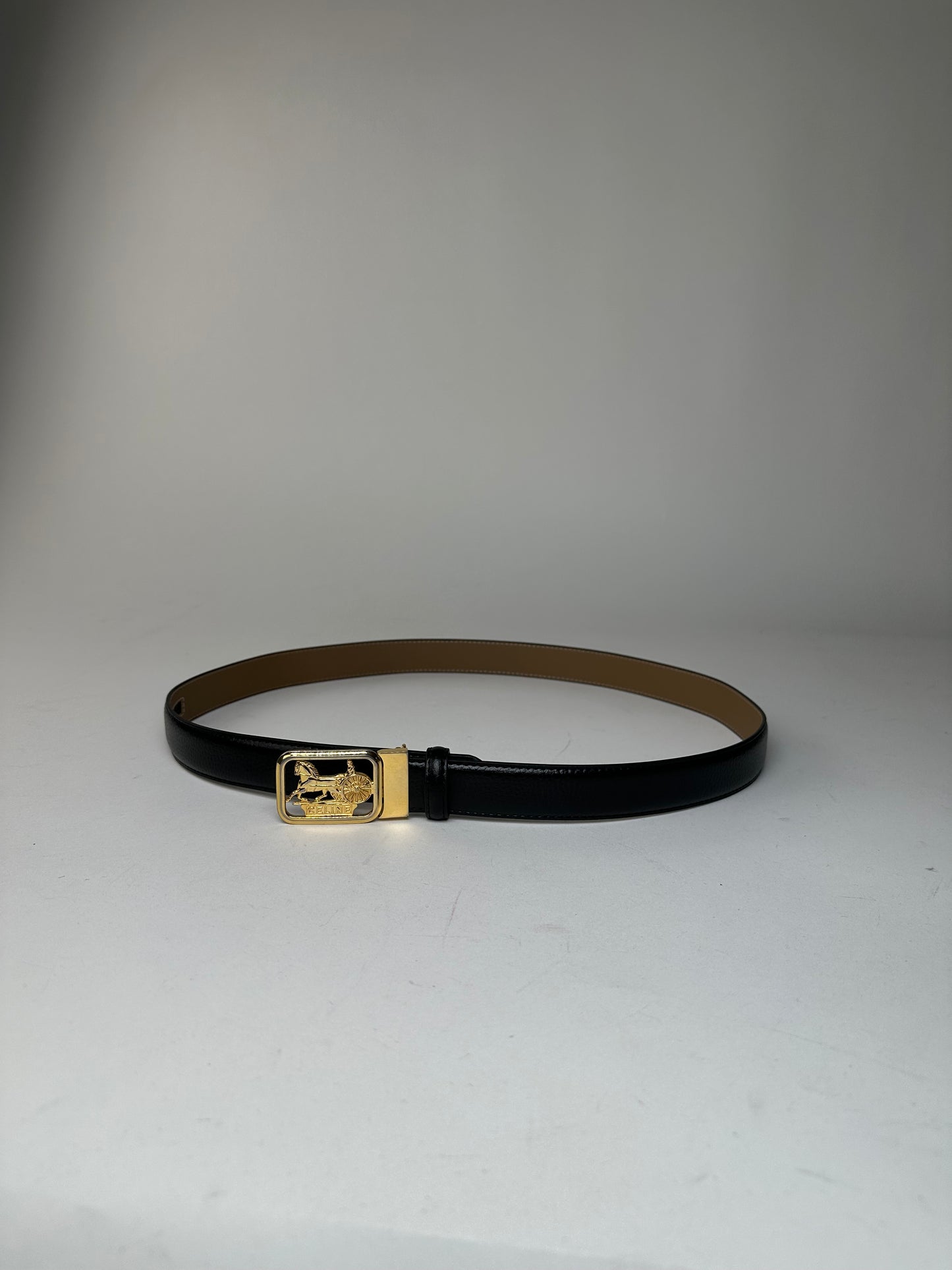 Vintage Celine Leather Belt Black 107.5 cm