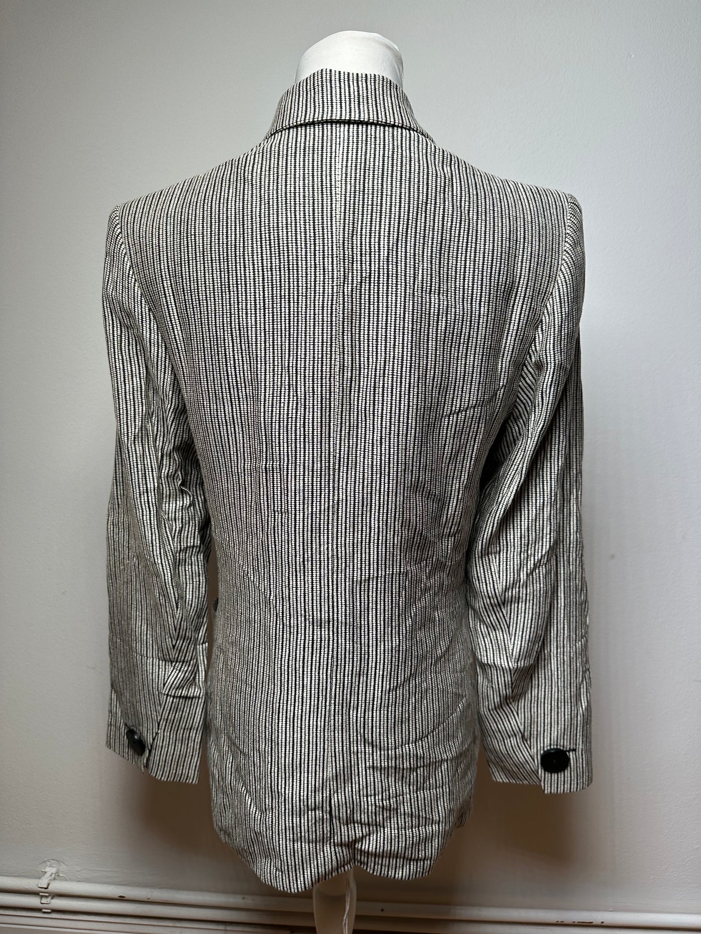 Vintage Yves Saint Laurent Wool Blazer / Short Coat Grey Black M