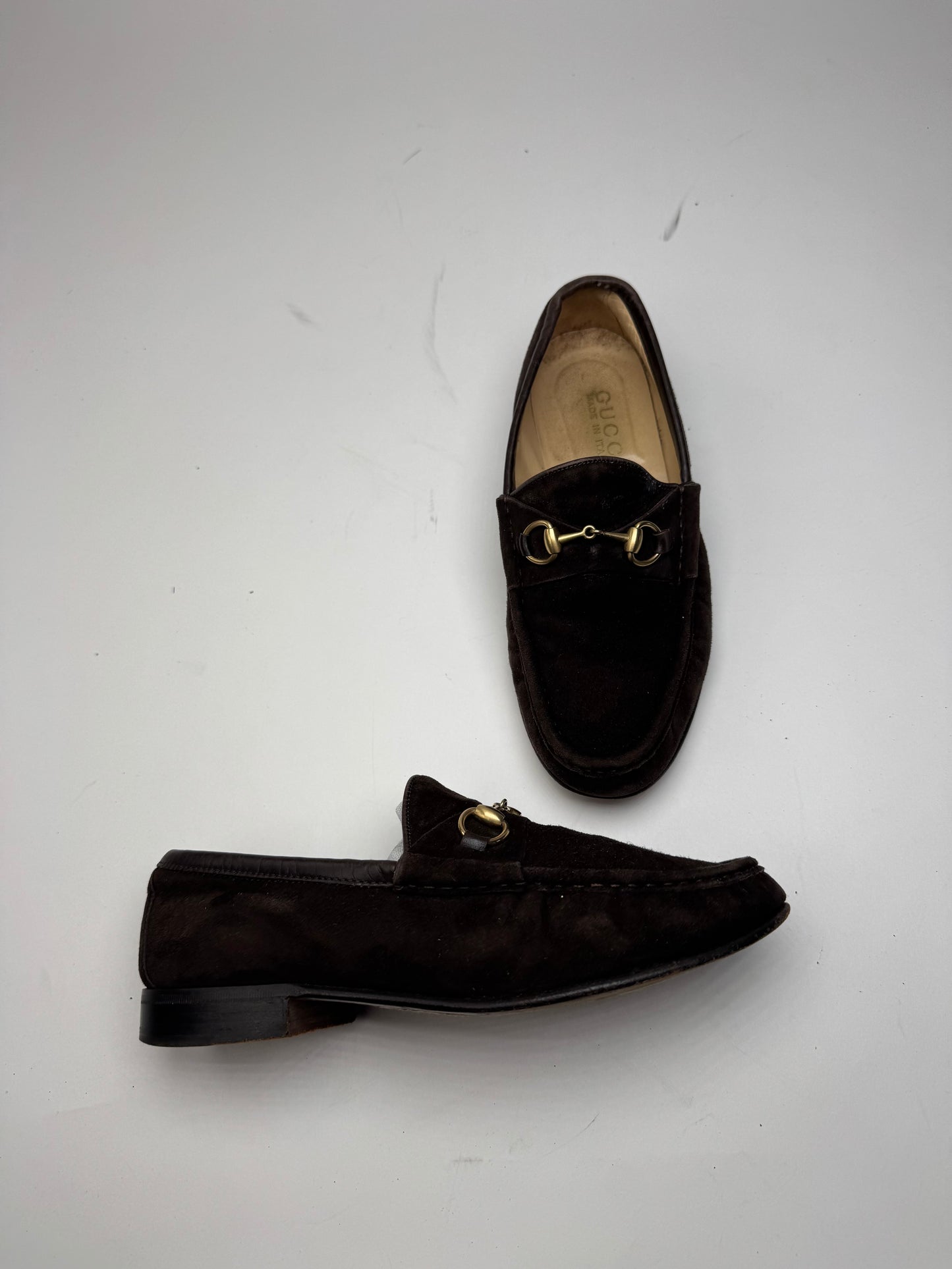 Vintage Gucci Horsebit Suede Loafer Black