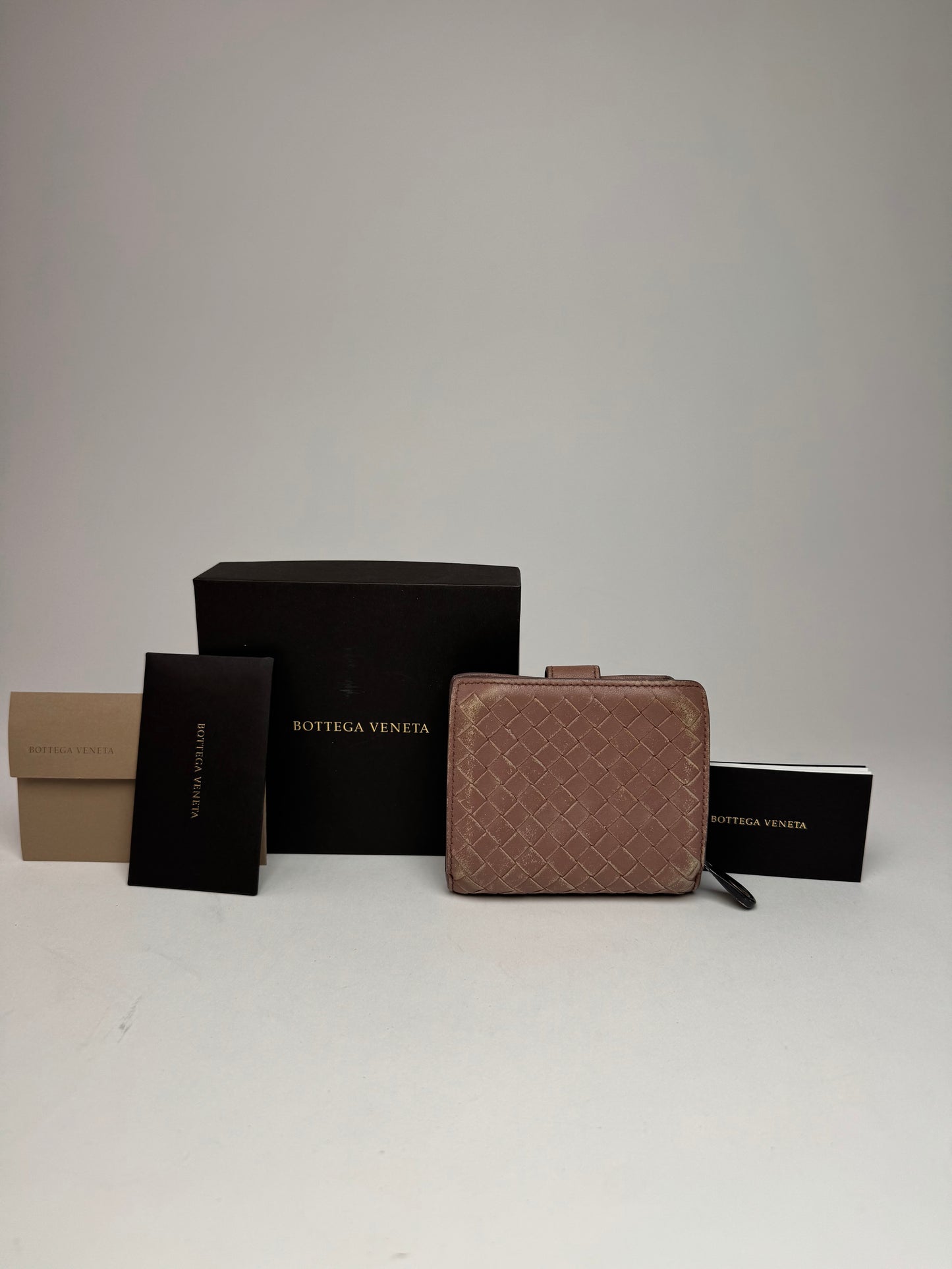 Vintage Bottega Veneta Intrecciato Leather Wallet Purple