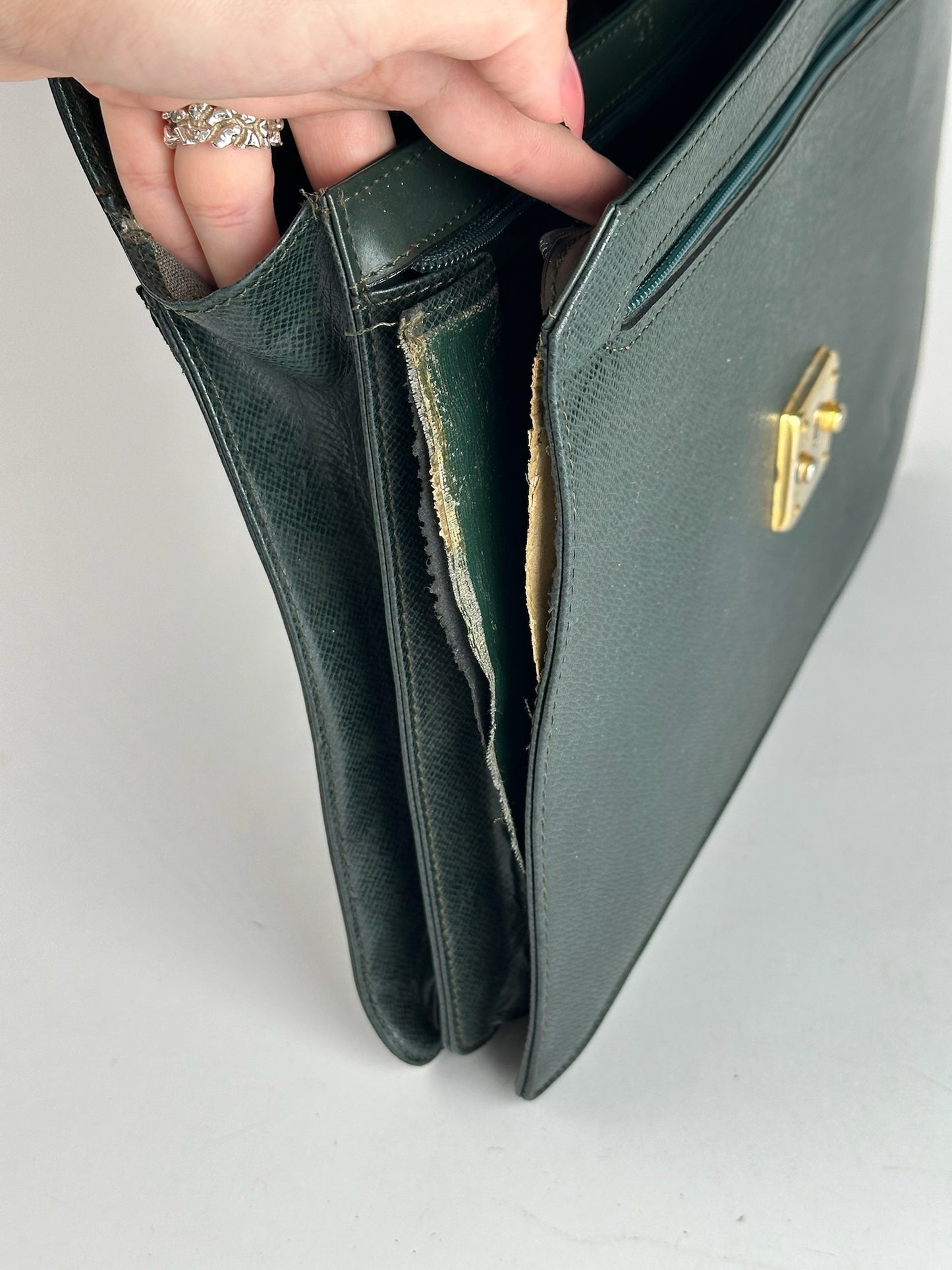 Vintage Louis Vuitton Taiga Leather Briefcase green