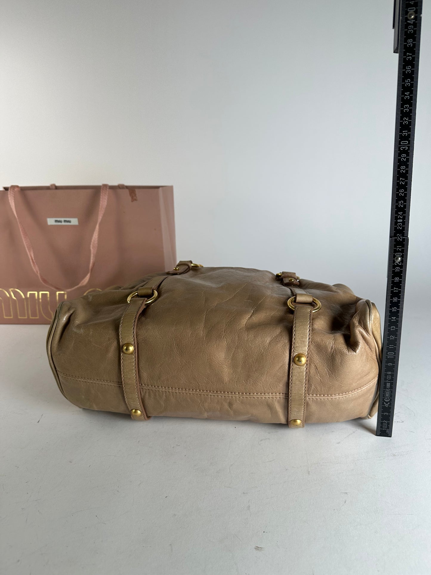 Vintage Miu Miu Vitello Leather Bag Beige Brown