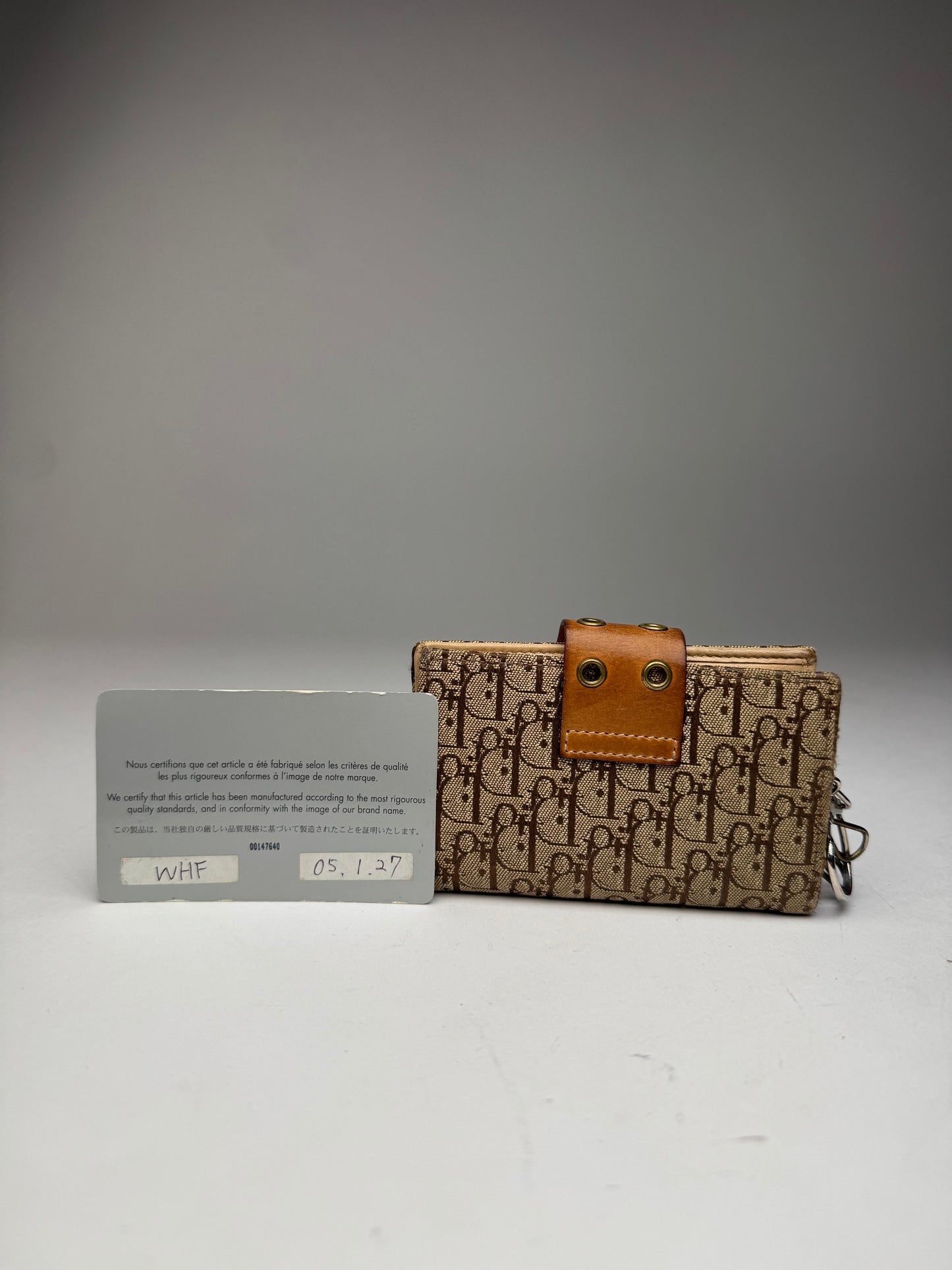 Vintage Dior Oblique Monogram Key Holder / Card Holder Beige Brown