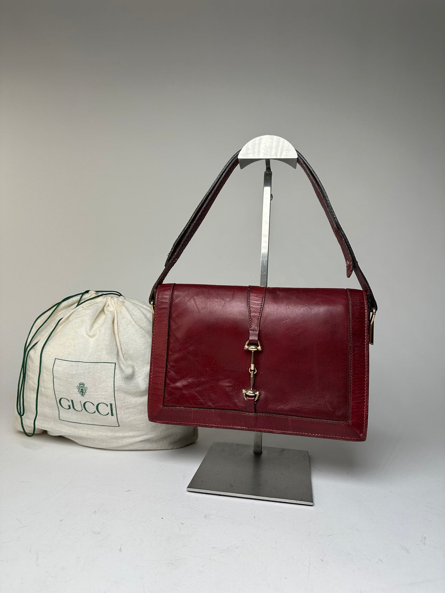 Vintage Gucci Horsebit 2Way Bag Burgundy