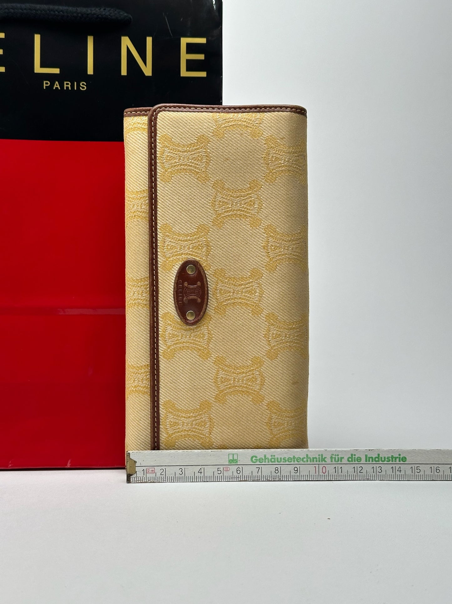 Vintage Celine Paris Monogram Wallet cream brown