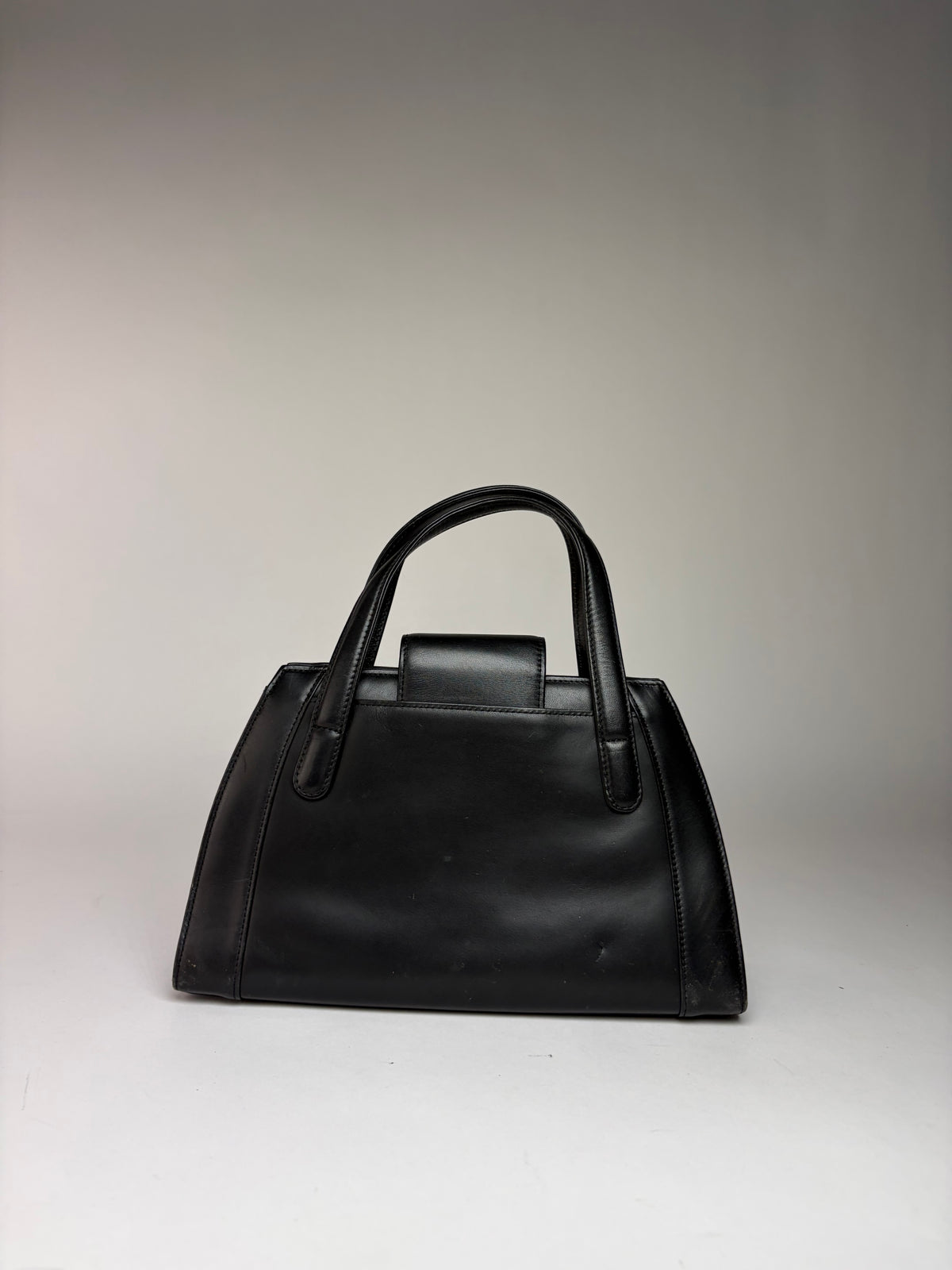 Vintage Givenchy Structured Leather Top-Handle Bag Late 1980s Black