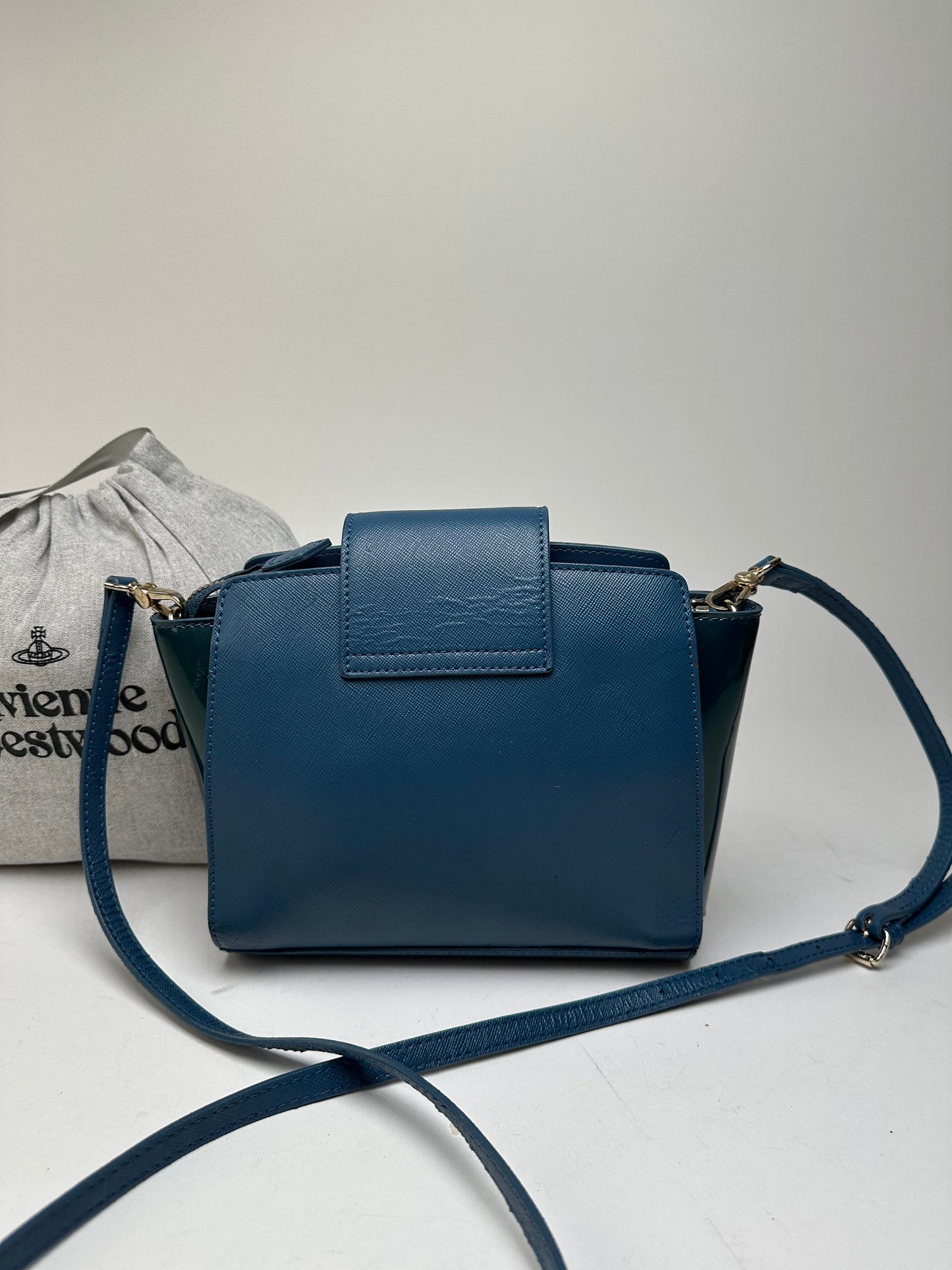 Vivienne Westwood Opio Saffiano Crossbody Bag Teal Blue