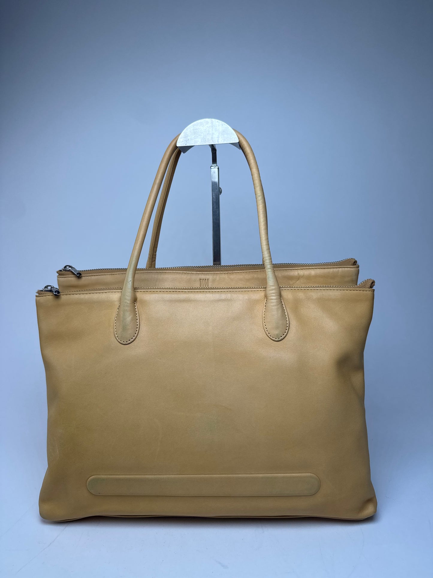 Vintage Issey Miyake Leather Handbag Yellow Beige