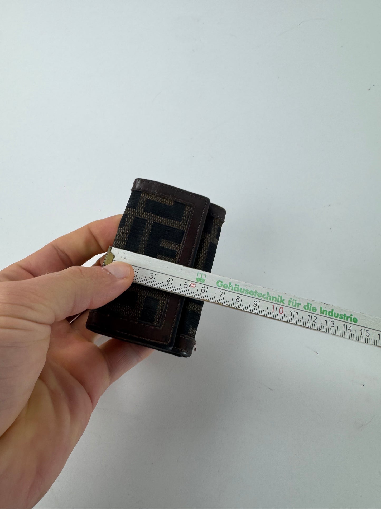 Vintage Fendi Monogram Key Holder Card Holder Brown