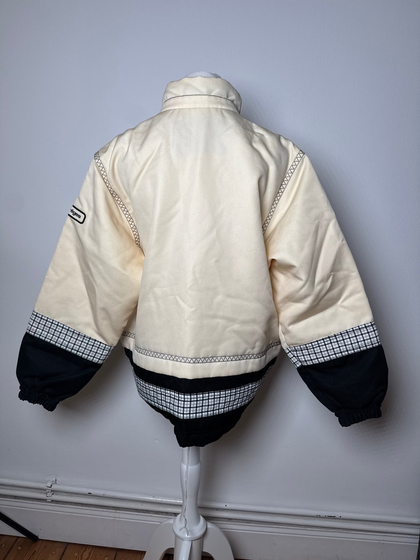 Vintage Courreges Paris Winter Jacket Beige Black M / L