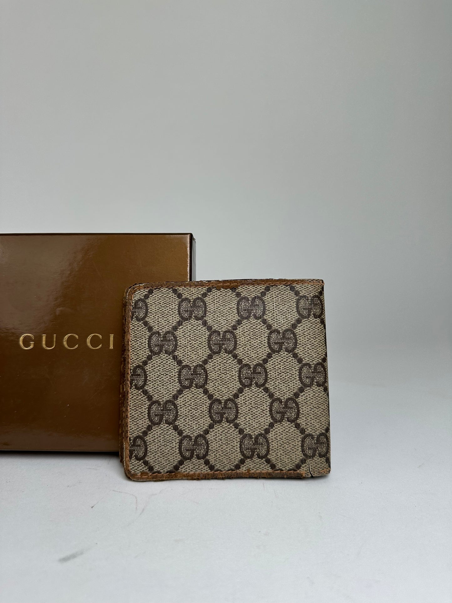 Vintage Gucci GG Canvas Leather Wallet Accessory Brown