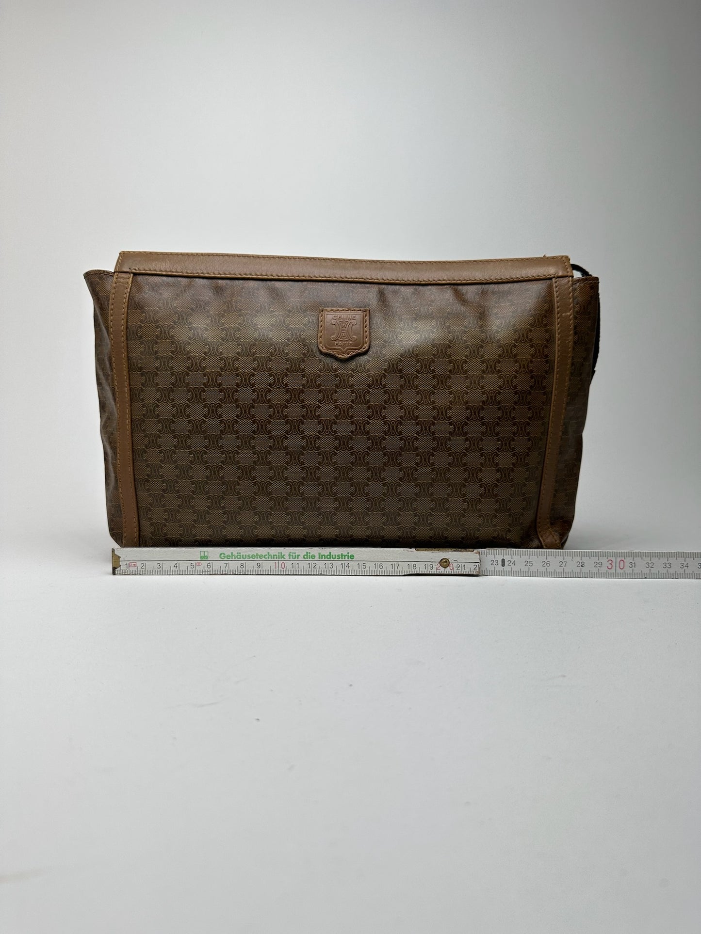 Vintage Celine Triomphe Leather Clutch brown